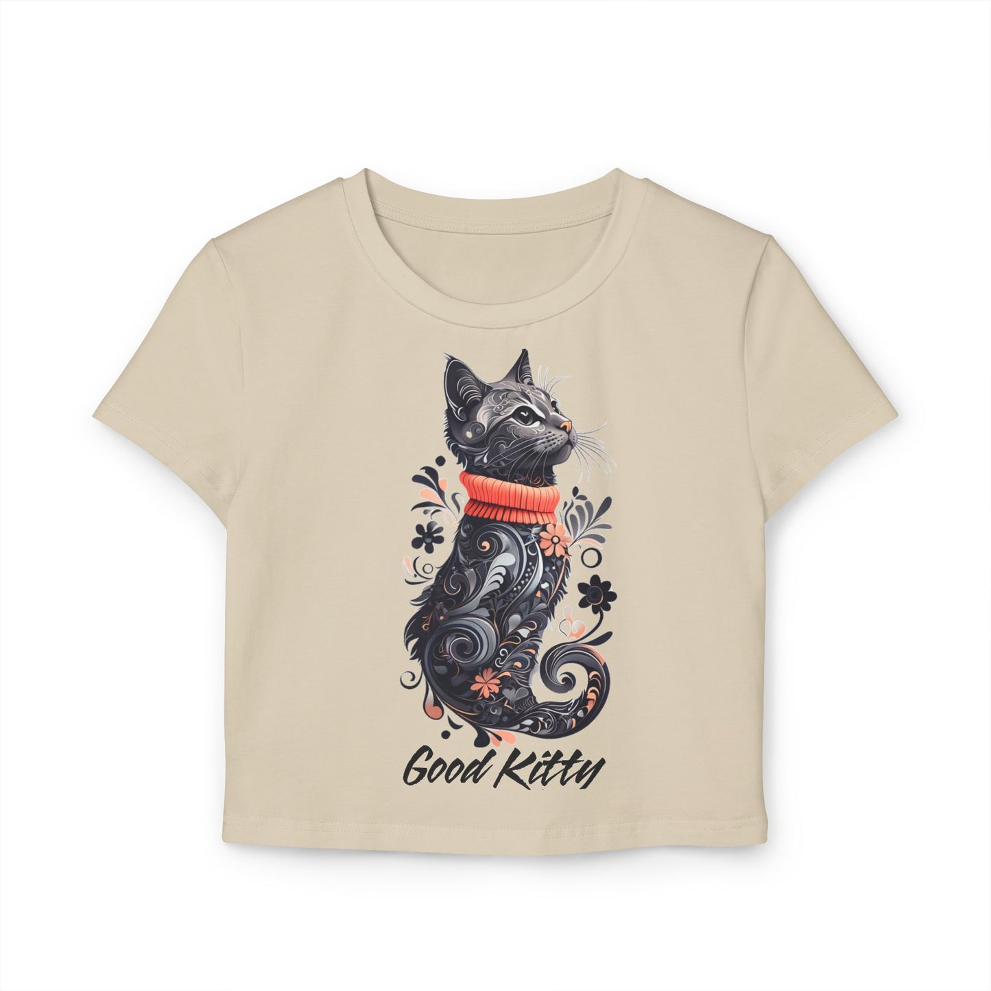 Good Kitty Women's Baby Tee – Playful Cat Design for Pet Lovers