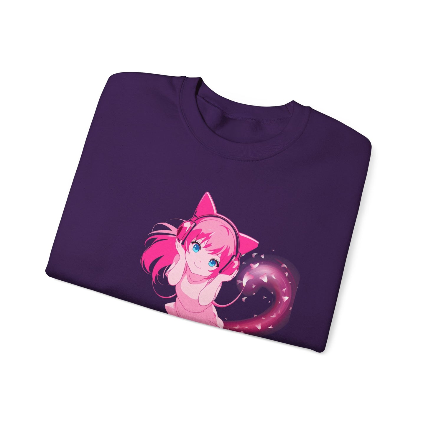 Obsidian Black Self-Love Sweatshirt – Adorable Pink Anime Character Crewneck