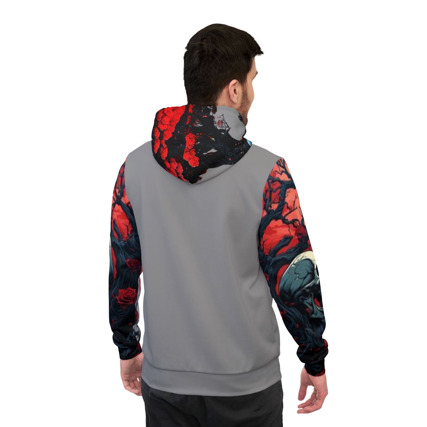 💀 Grey Hoodie – Bold Blue Skulls Graphic Streetwear Sweatshirt
