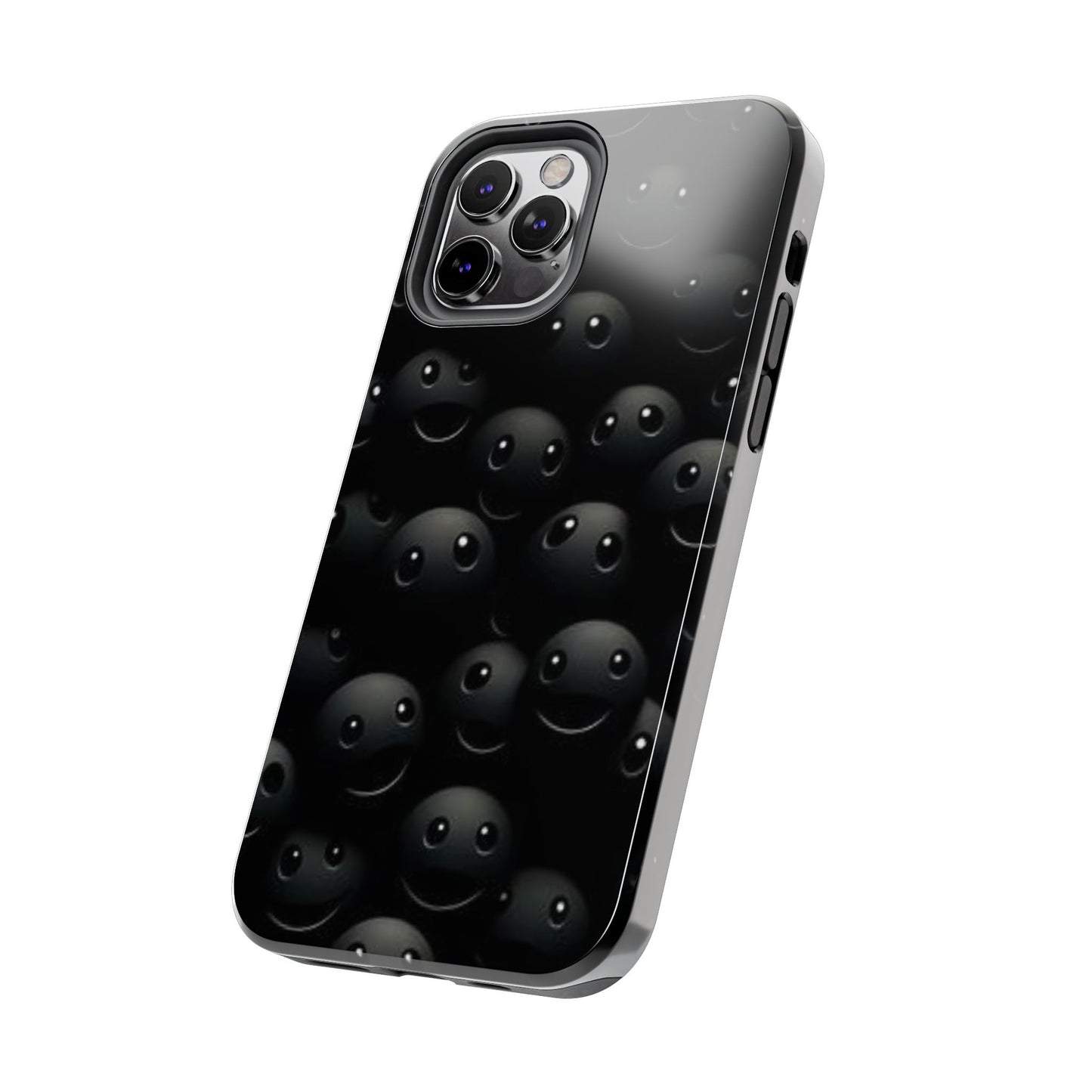 😊 Cute Smiley Face Black Tough Phone Case – Fun & Durable Protection for iPhone & Android