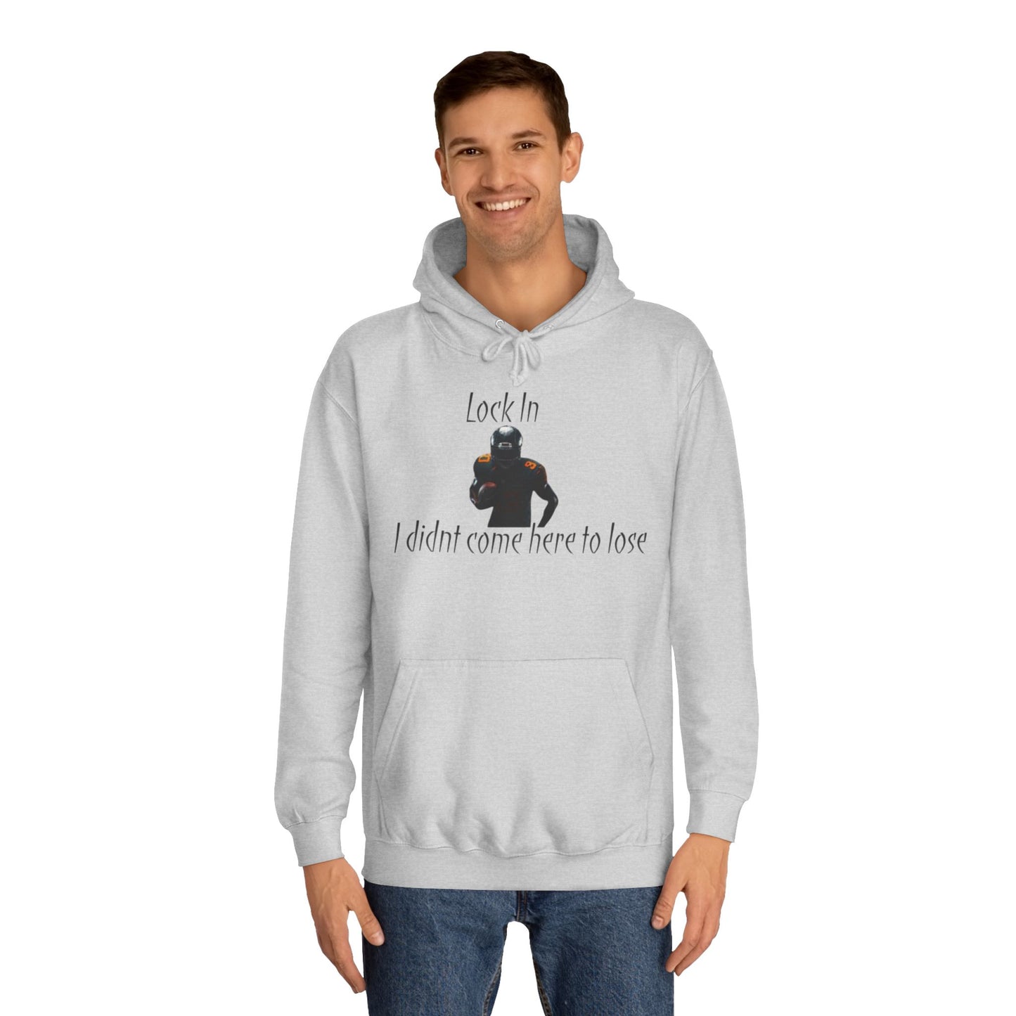 Glacier White Men’s NFL Hoodie – "Lock In" Football Edition Sweatshirt with Drawstrings & Kangaroo Pocket