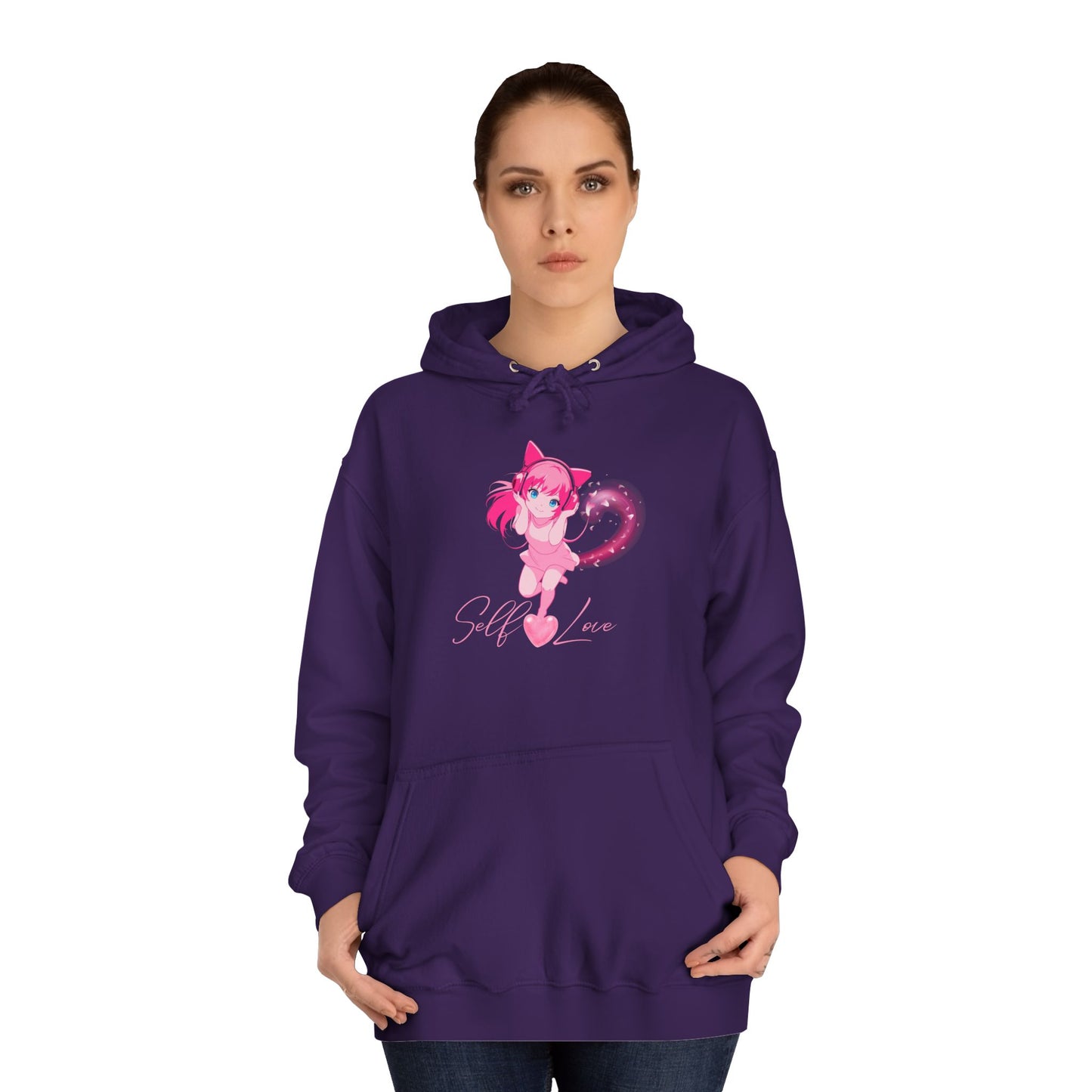 Charcoal Grey Self-Love Sweatshirt – Cute Pink Anime Aesthetic Pullover