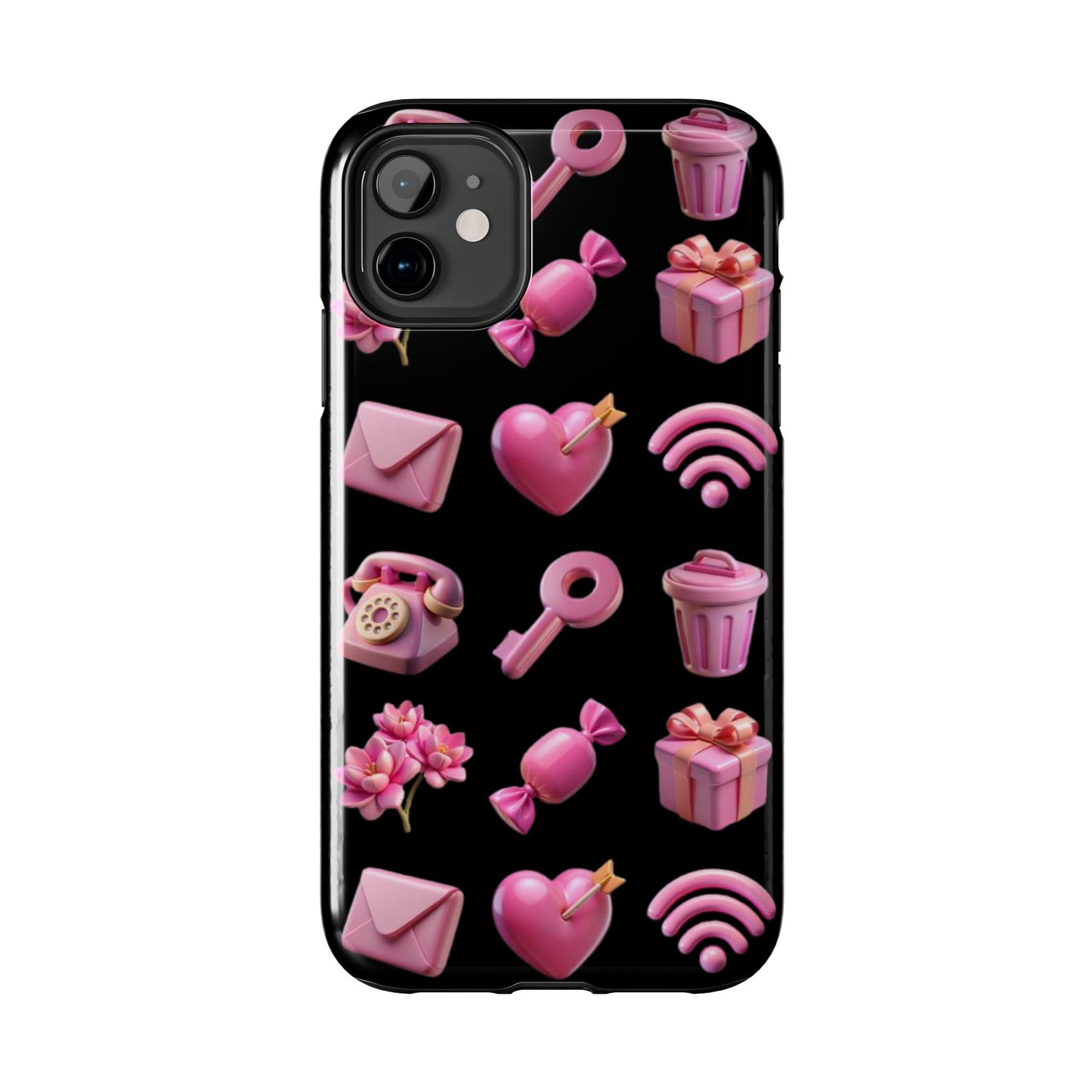 Cute and Colorful Tough Phone Case - Pink Emojis Design