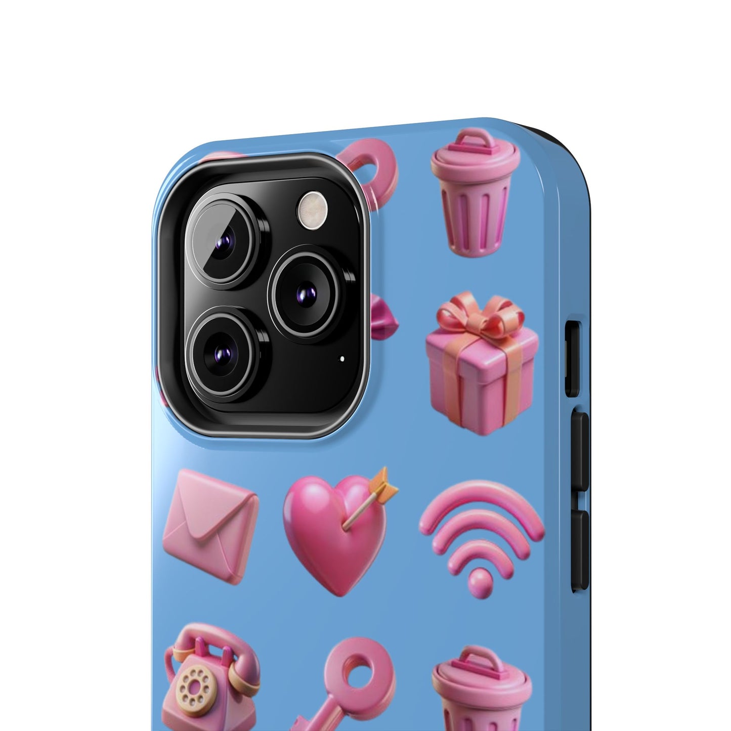 Cute and Colorful Tough Phone Case - Pink Emojis Design