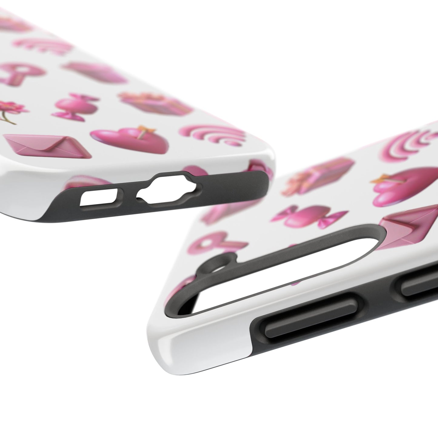 Cute and Colorful Tough Phone Case - Pink Emojis Design