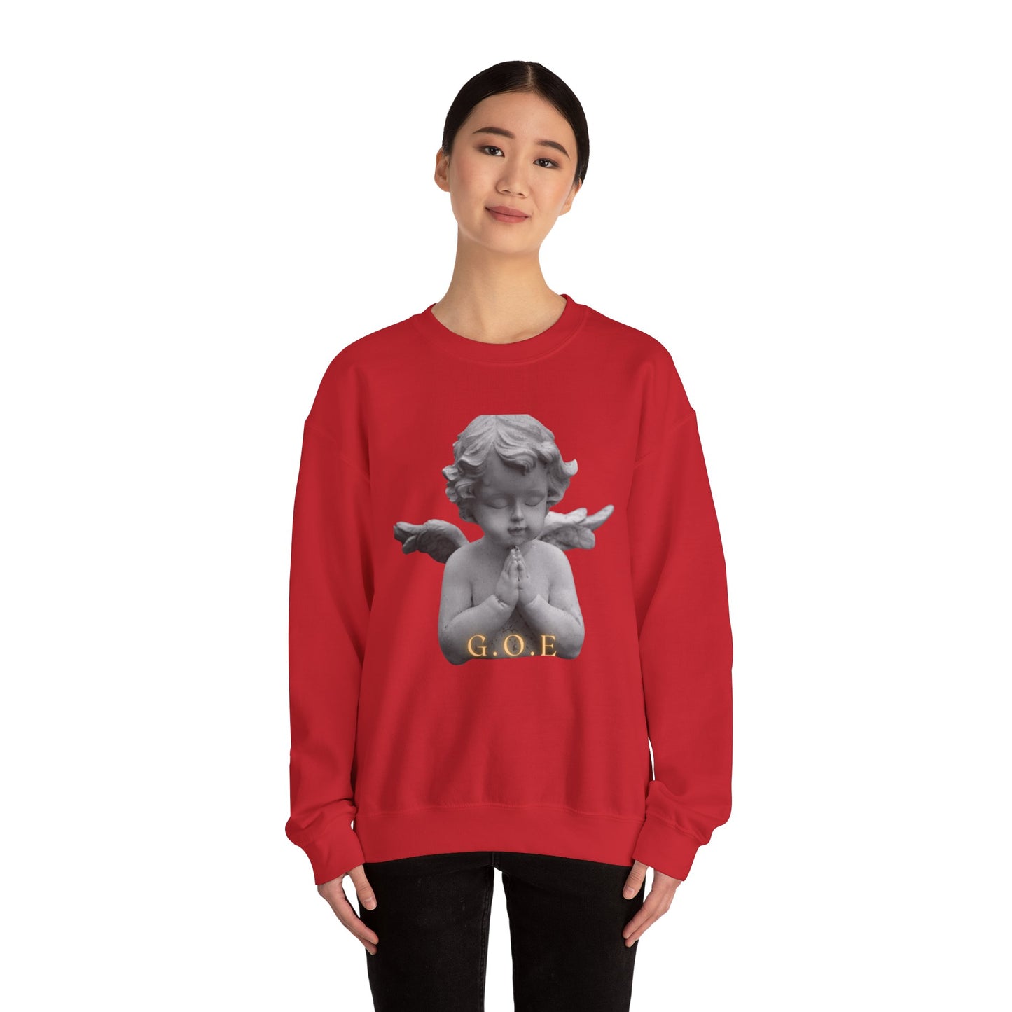 Pure Cloud Men & Women’s Sweater – "G.O.E Angel" (God Over Everything) Faith-Inspired Pullover
