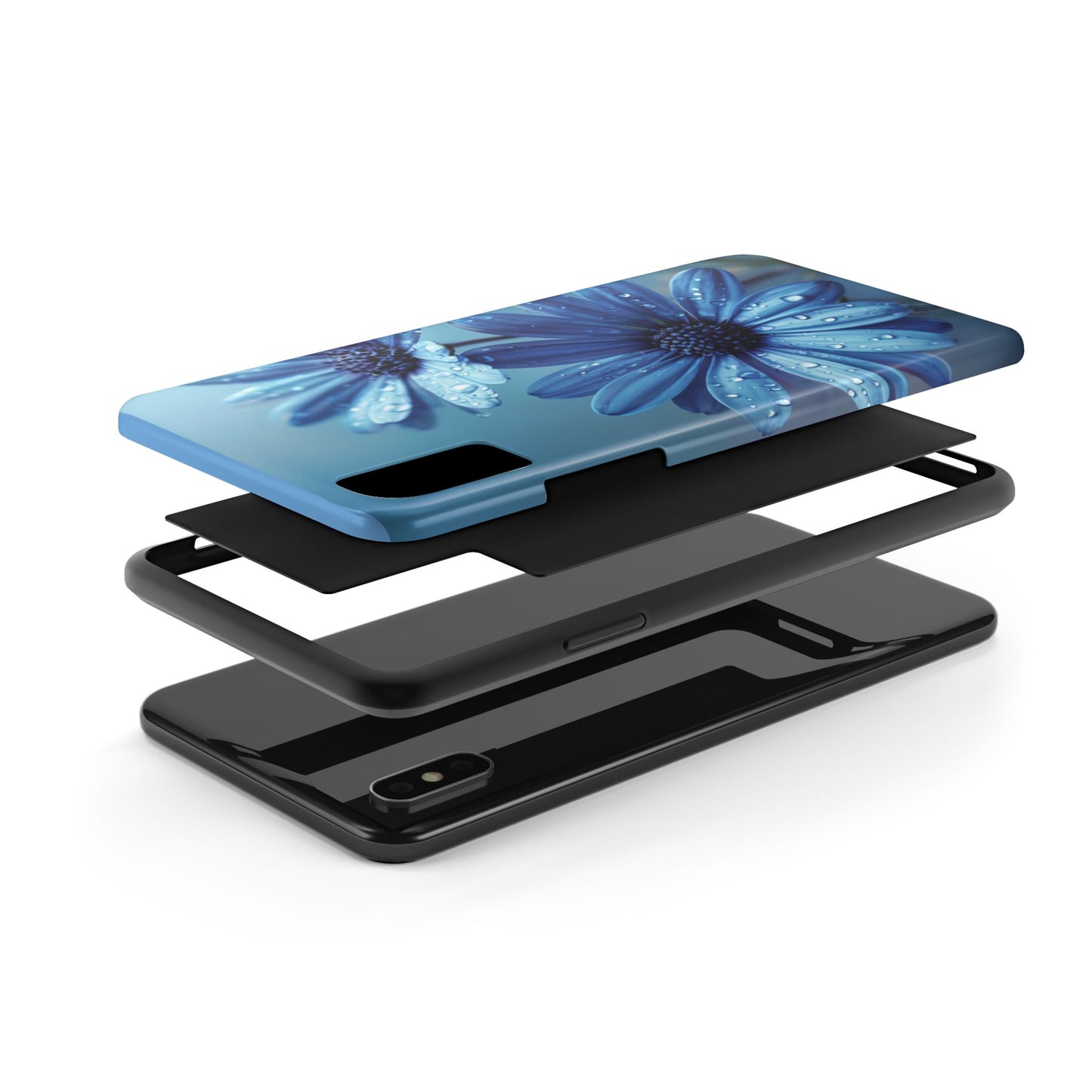 Blue Floral Tough Phone Case - Durable & Stylish Protection