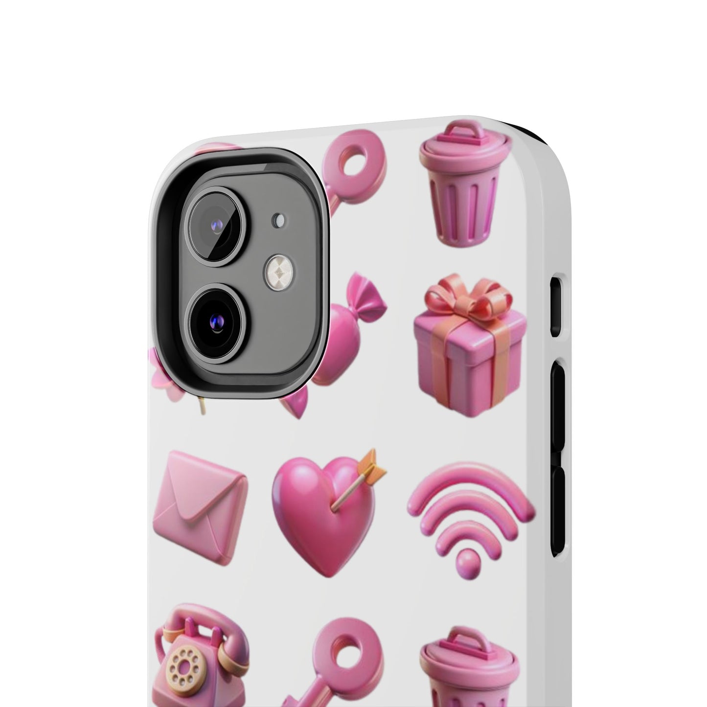 Cute and Colorful Tough Phone Case - Pink Emojis Design