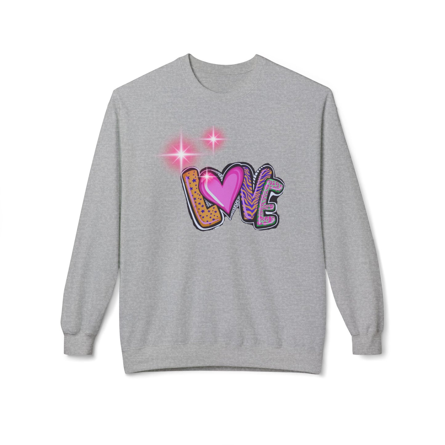 Snow Petal White Fleece Sweatshirt for Her – Soft Cozy Love-Inspired Gift