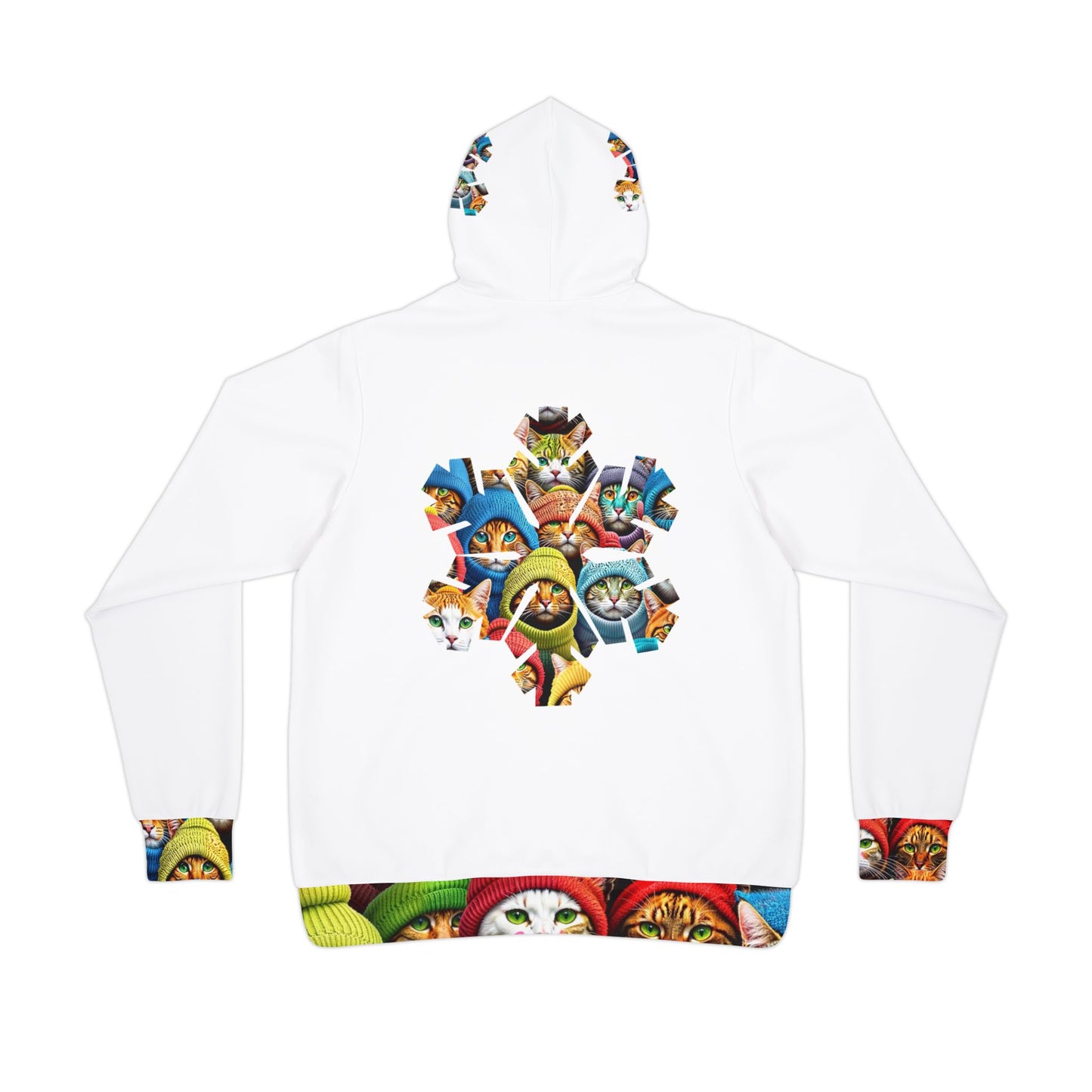 "White Whimsical Cat Hoodie – Cozy & Stylish Sweatshirt for Animal Lovers"
