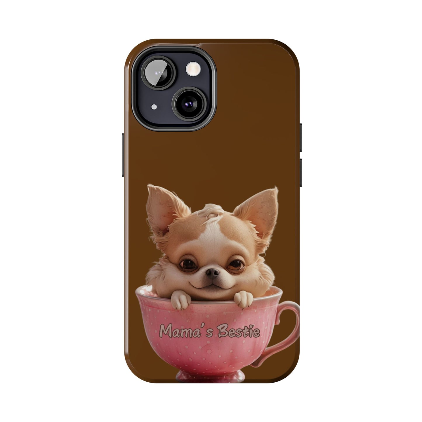 Cute Chihuahua Tough Phone Case - 'Mama's Bestie' Design