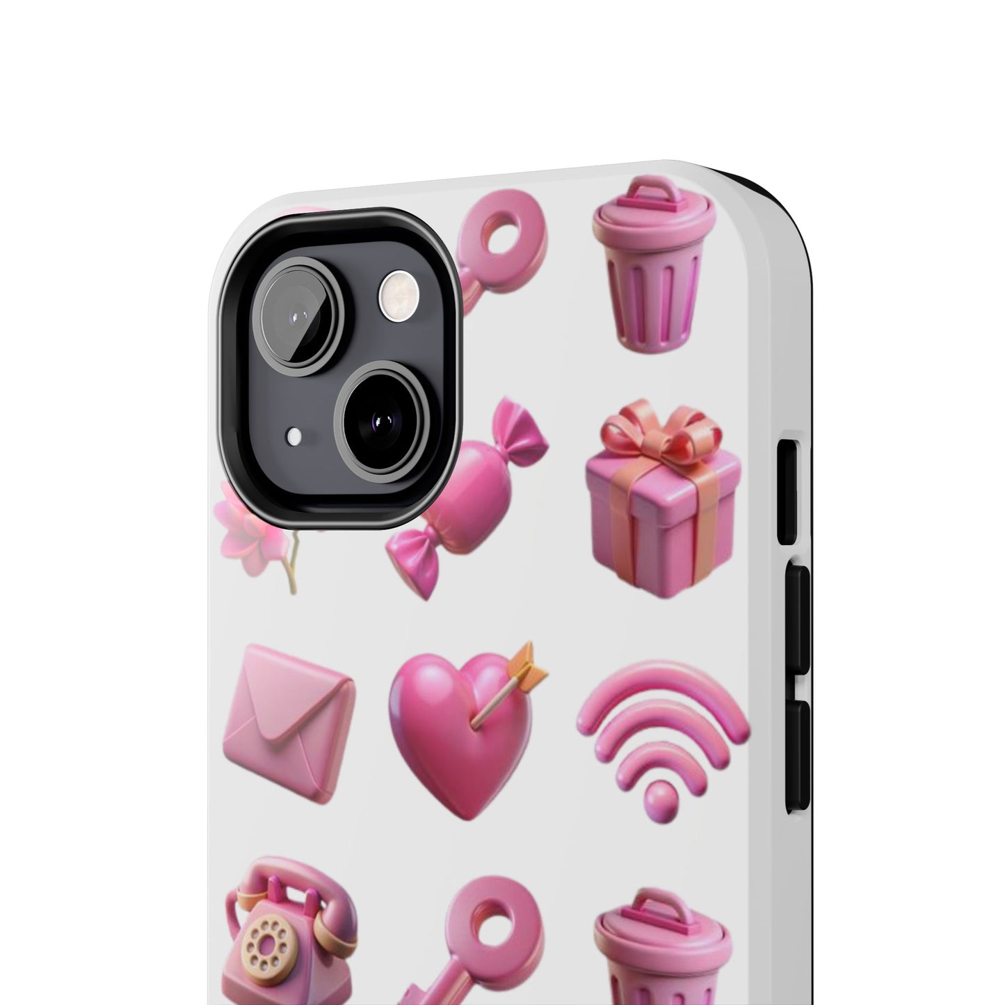 Cute and Colorful Tough Phone Case - Pink Emojis Design