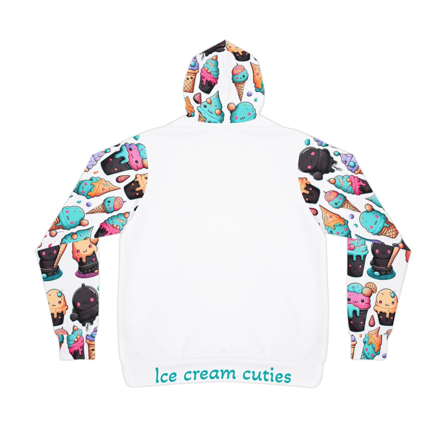 🍦 Playful Ice Cream Cuties White Hoodie – Fun & Cute Design for Fitness & Everyday Wear