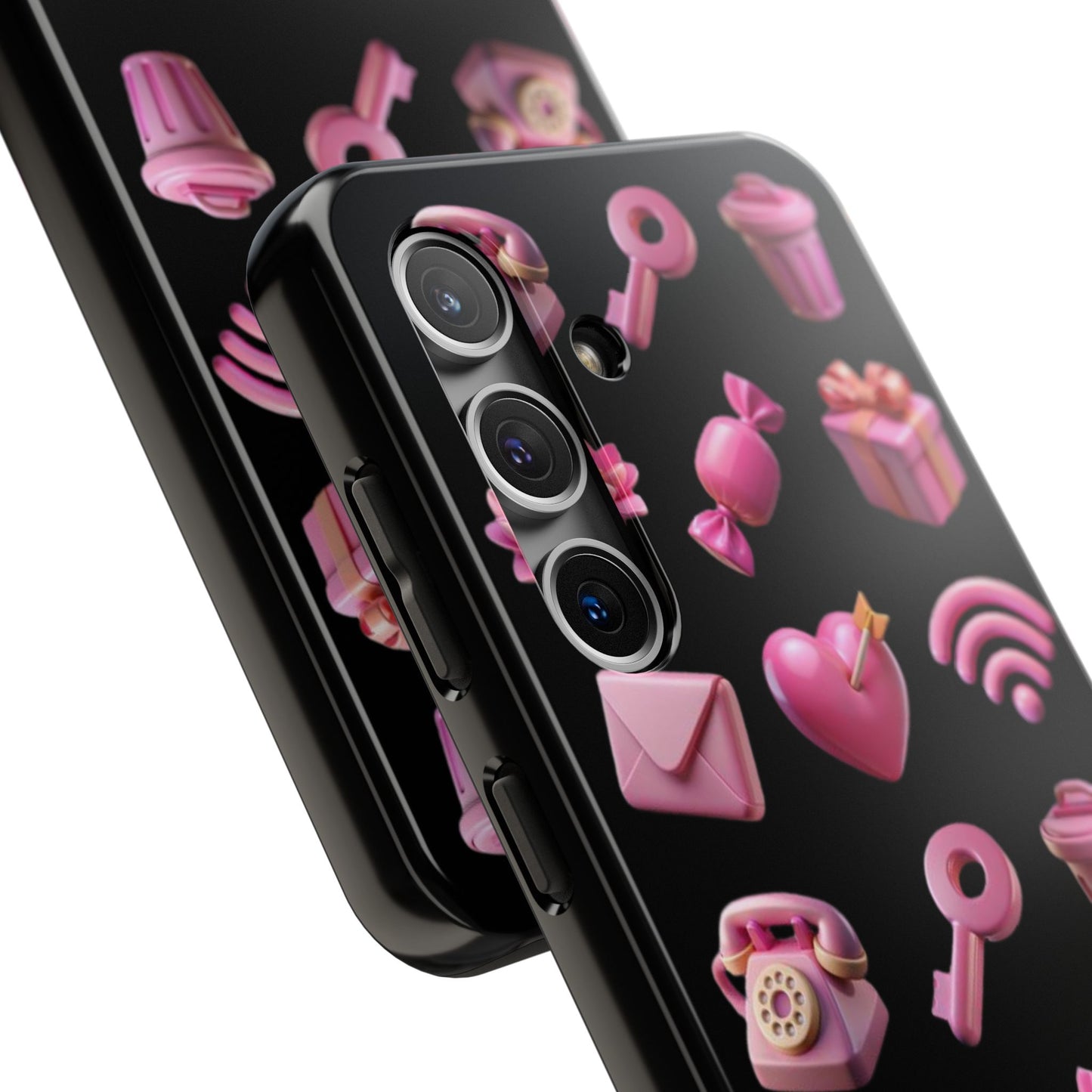 Cute and Colorful Tough Phone Case - Pink Emojis Design