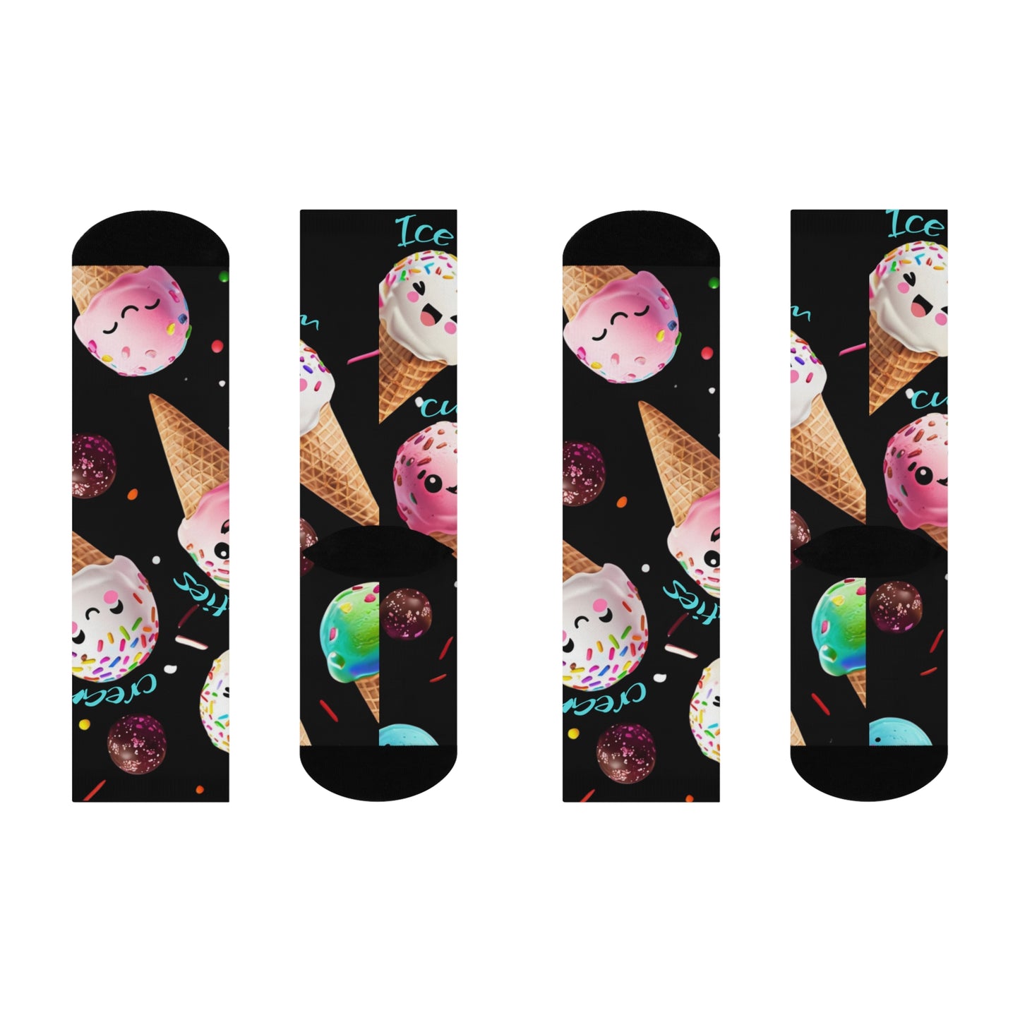 Cushioned Crew Socks Cute Ice Cream