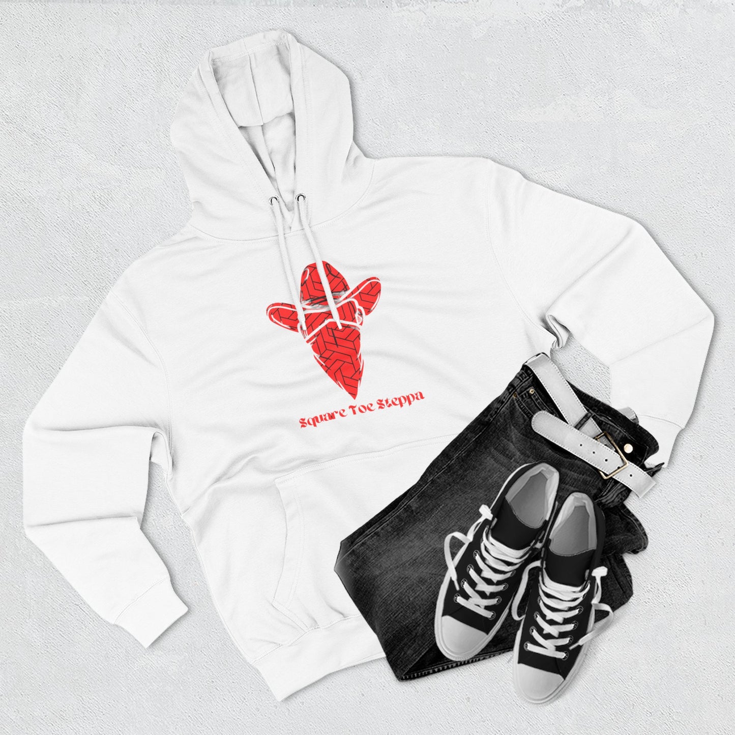 Saddle Brown Men’s Hoodie – "Square Toe Steppa" Western Cowboy with Drawstrings & Kangaroo Pocket