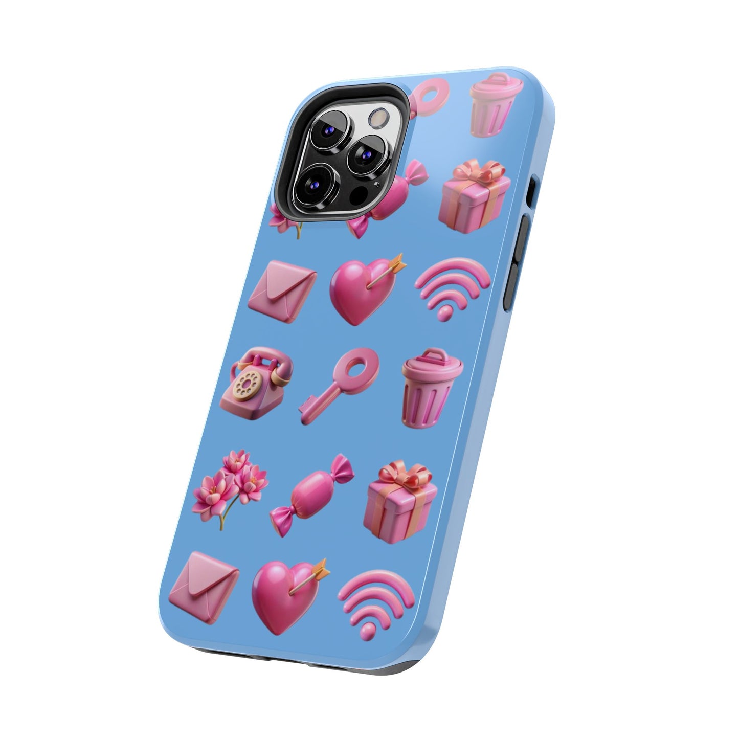 Cute and Colorful Tough Phone Case - Pink Emojis Design