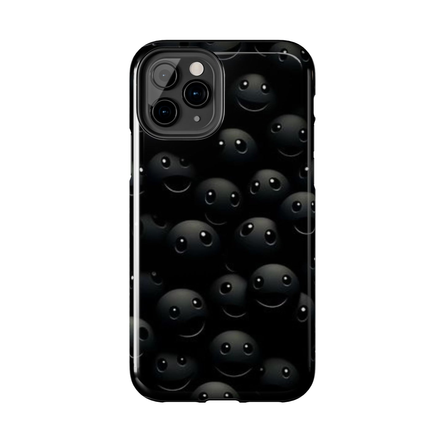😊 Cute Smiley Face Black Tough Phone Case – Fun & Durable Protection for iPhone & Android
