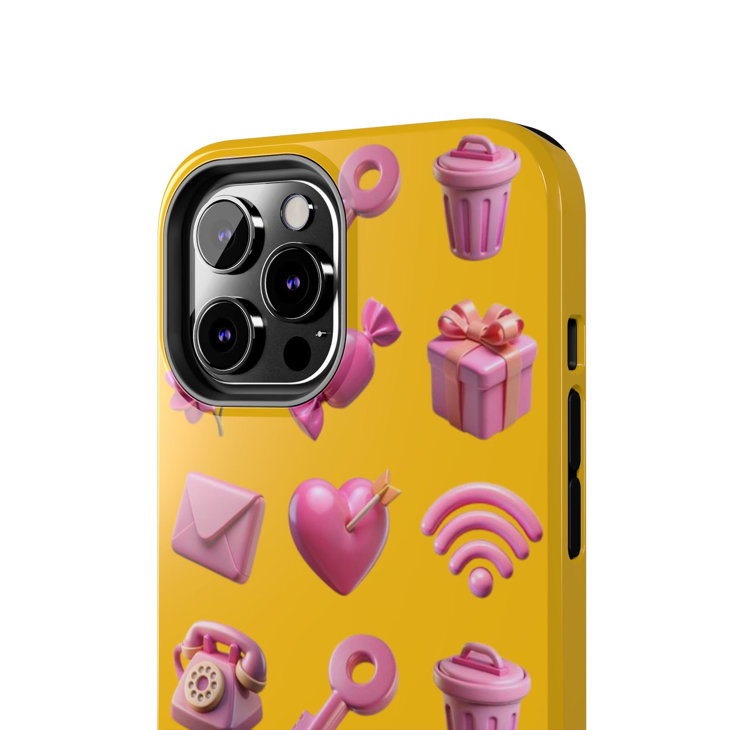 Cute and Colorful Tough Phone Case - Pink Emojis Design
