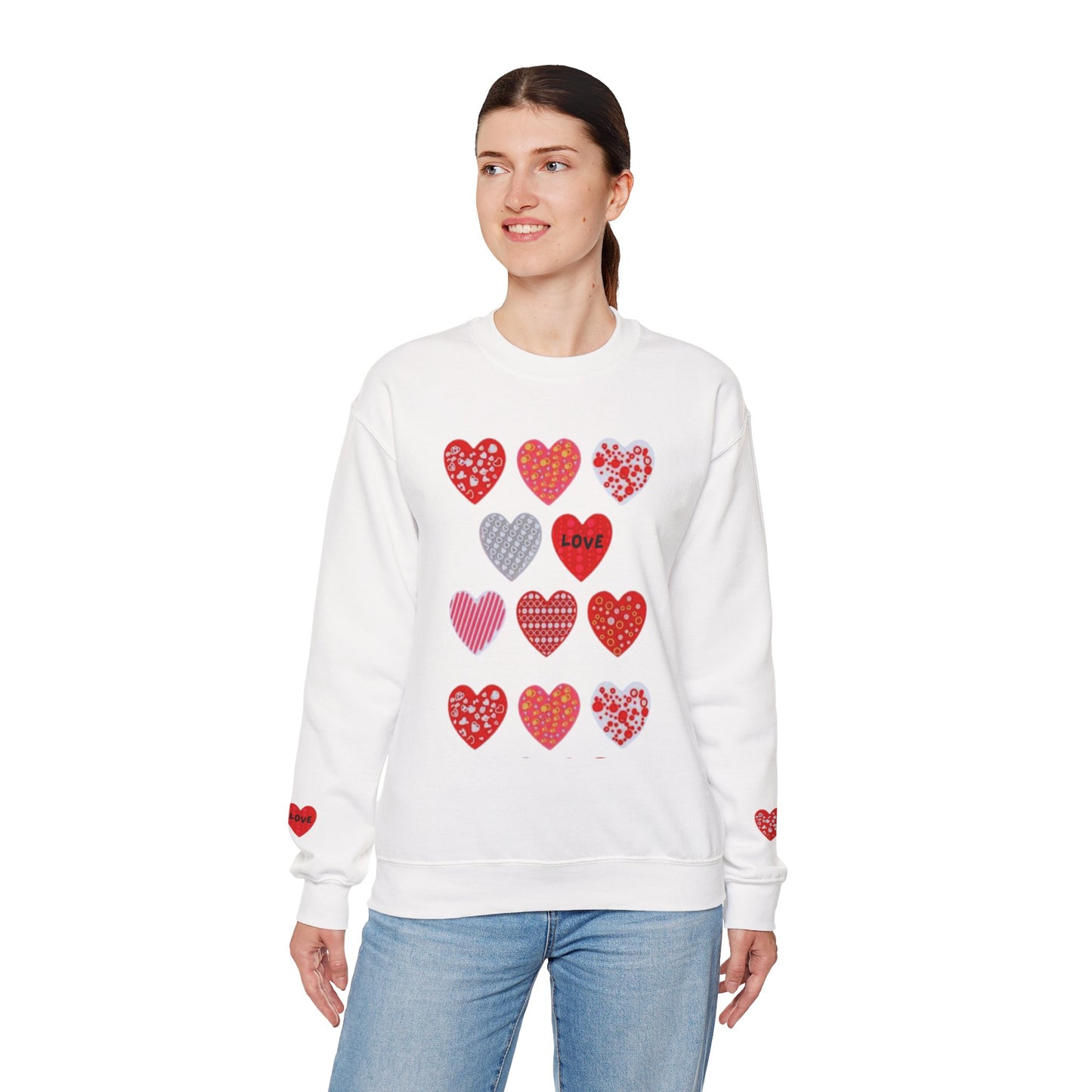 Ivory Cloud White Sweatshirt for Women – Love Hearts Cozy Everyday Sweater