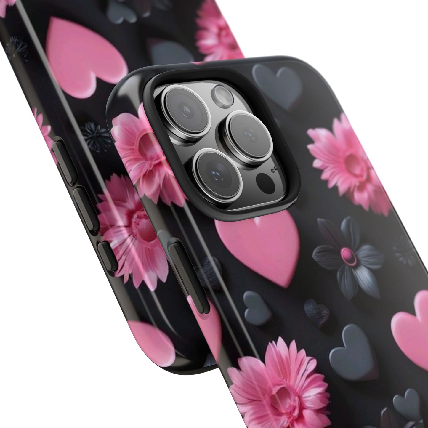 Floral Heart Tough Phone Case - Durable Protection Bold Design For iPhones & Androids