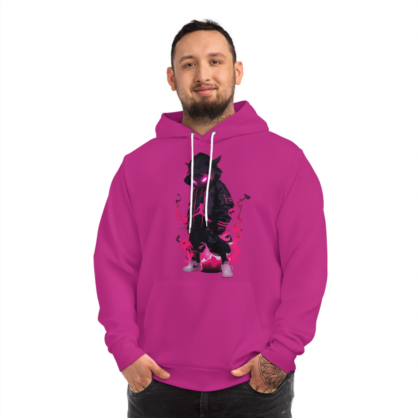 Blush Inferno Pink Sweater for Men– Faceless Flame Figure Bold Expression Wear