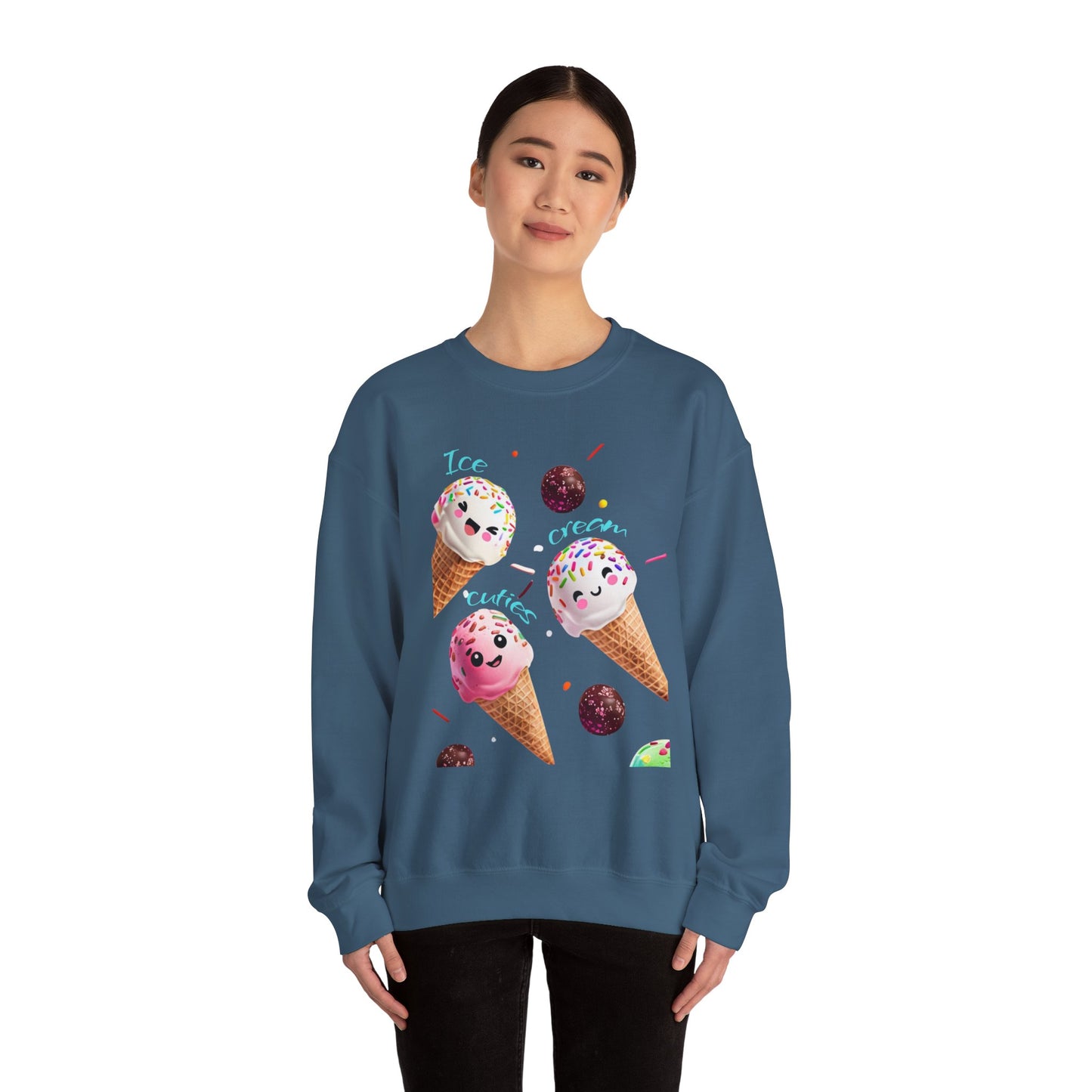 Bubblegum Bliss Pink Sweatshirt for Women – Cute Ice Cream Cone Sweet Treat Design