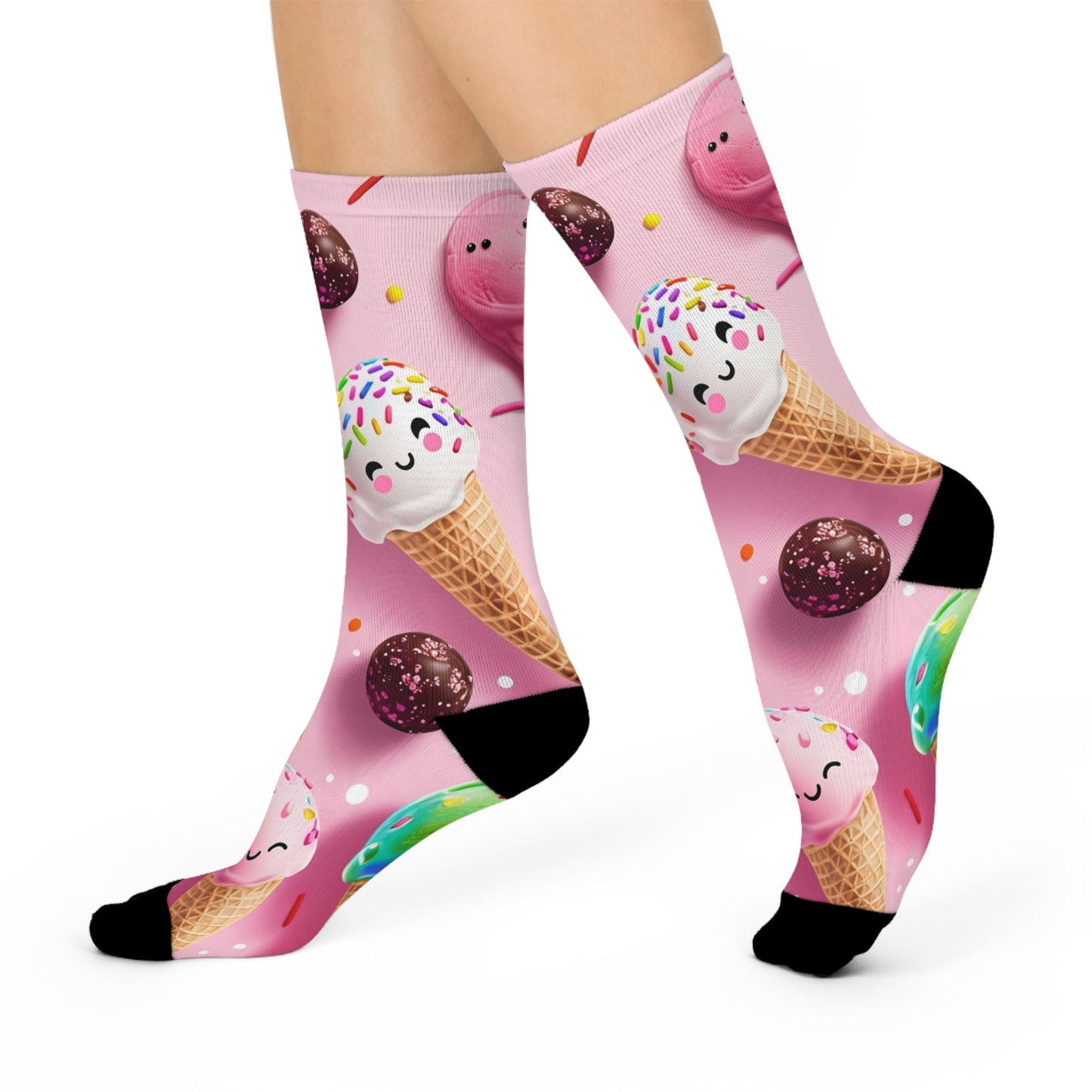 Cushioned Crew Socks- Cute Ice Cream Cuties
