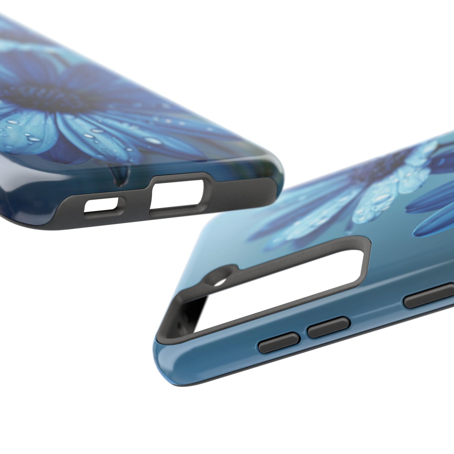 Blue Floral Tough Phone Case - Durable & Stylish Protection
