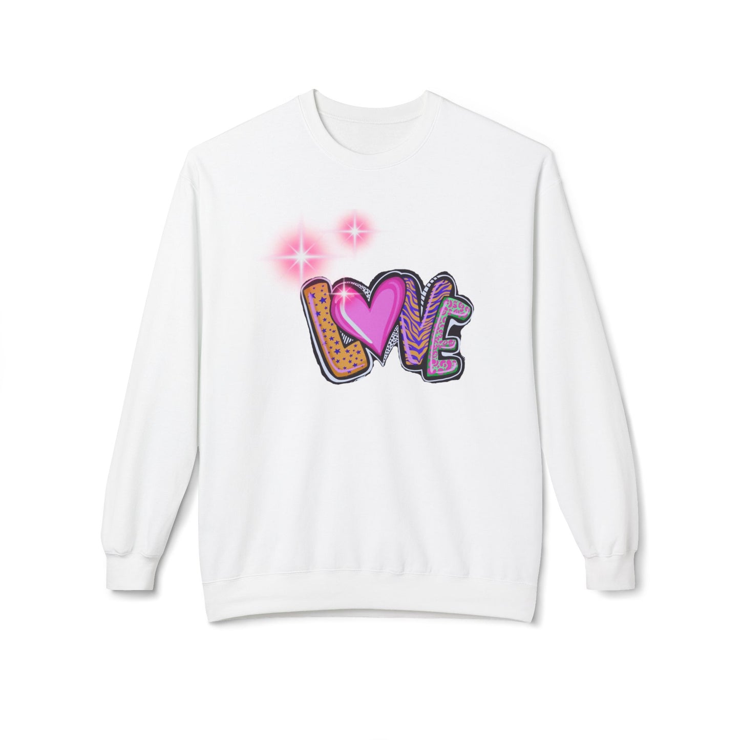 Snow Petal White Fleece Sweatshirt for Her – Soft Cozy Love-Inspired Gift