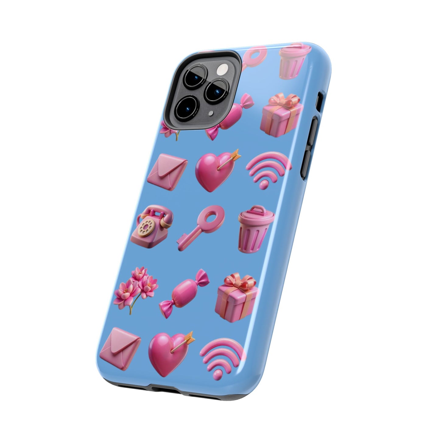 Cute and Colorful Tough Phone Case - Pink Emojis Design