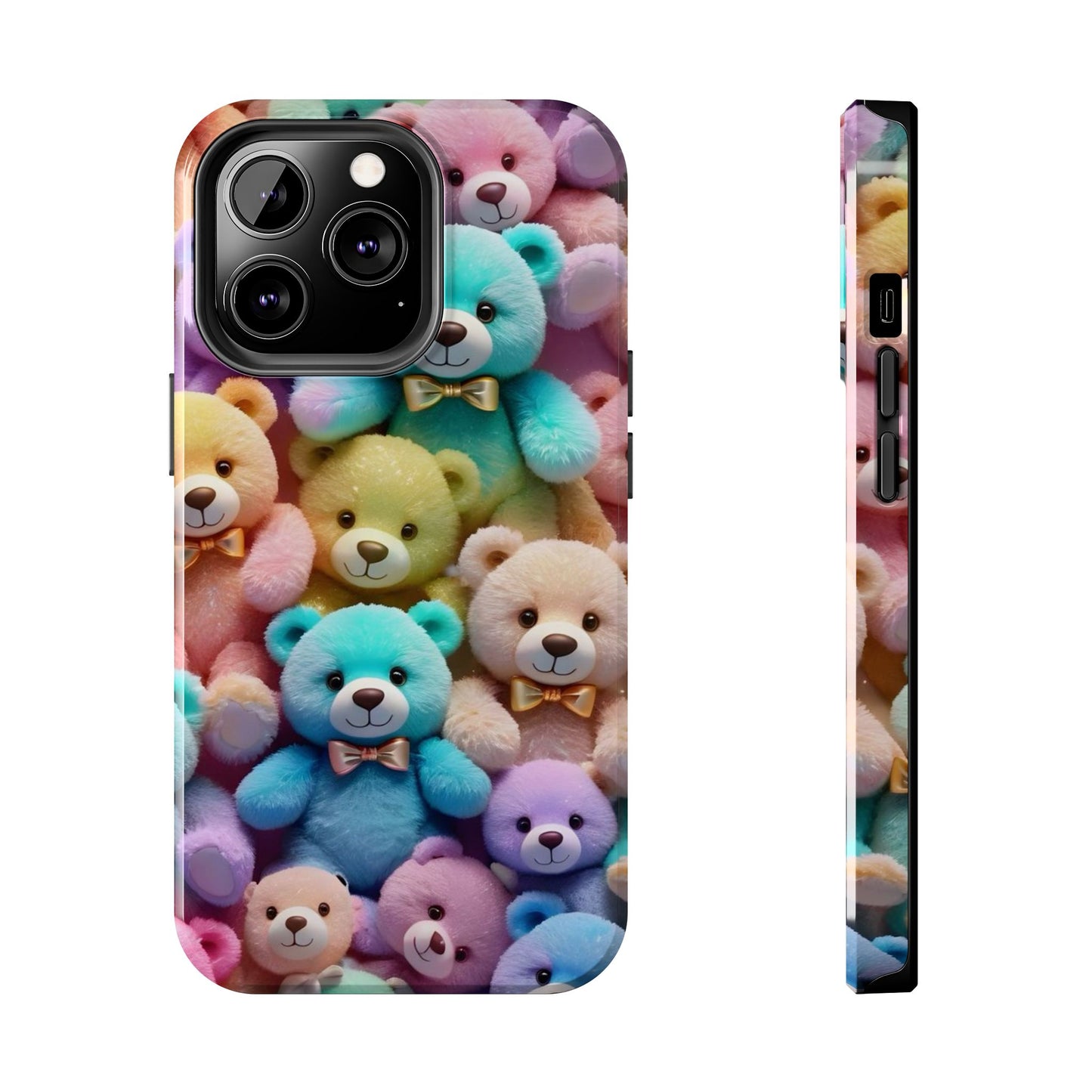 "Cute Teddy Bear Tough Phone Case – Colorful Plush-Inspired Protective Cover for iPhone & Android"