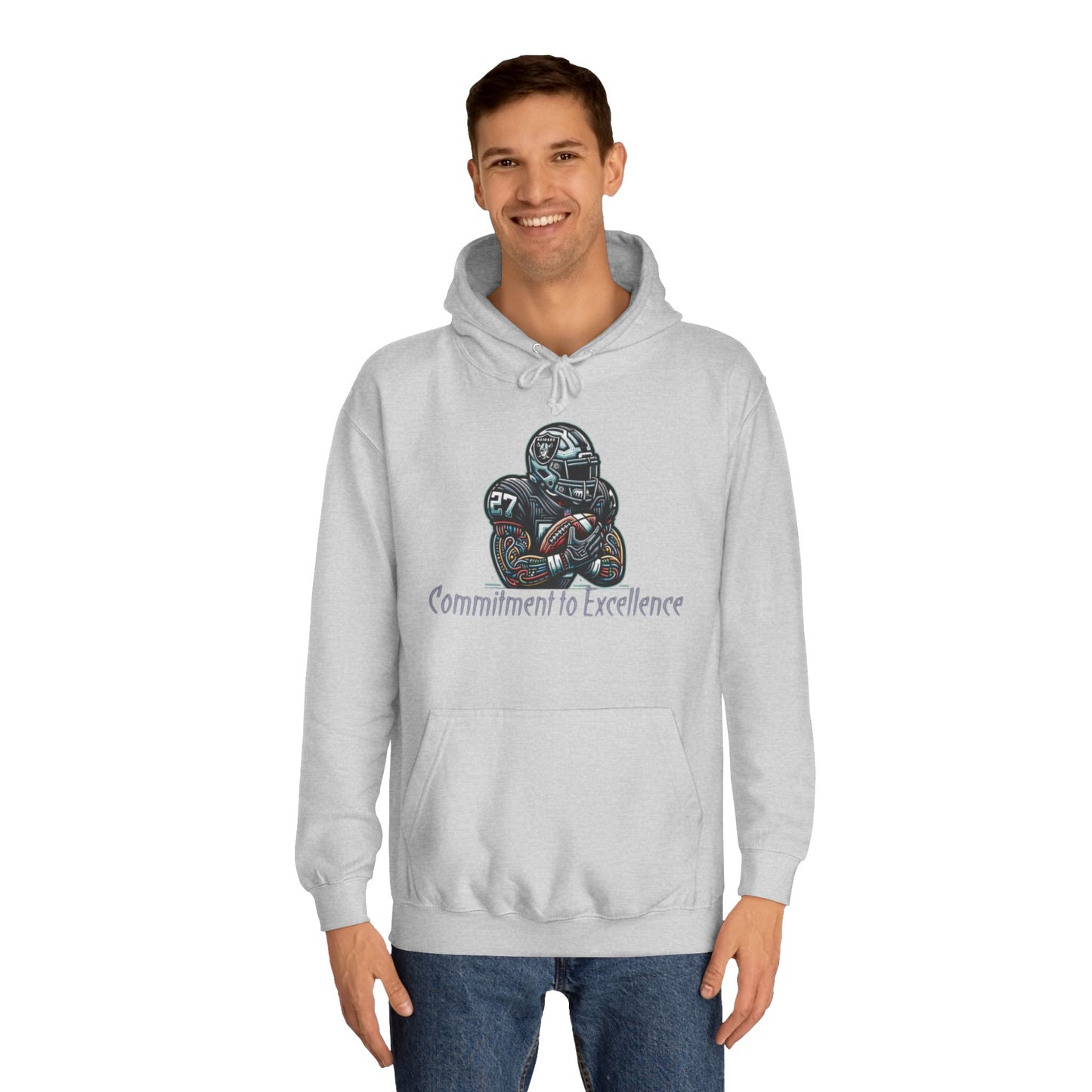 Jet Black NFL Men’s Hoodie – "Commitment to Excellence" Game Day Football Sweatshirt with Drawstrings & Kangaroo Pocket