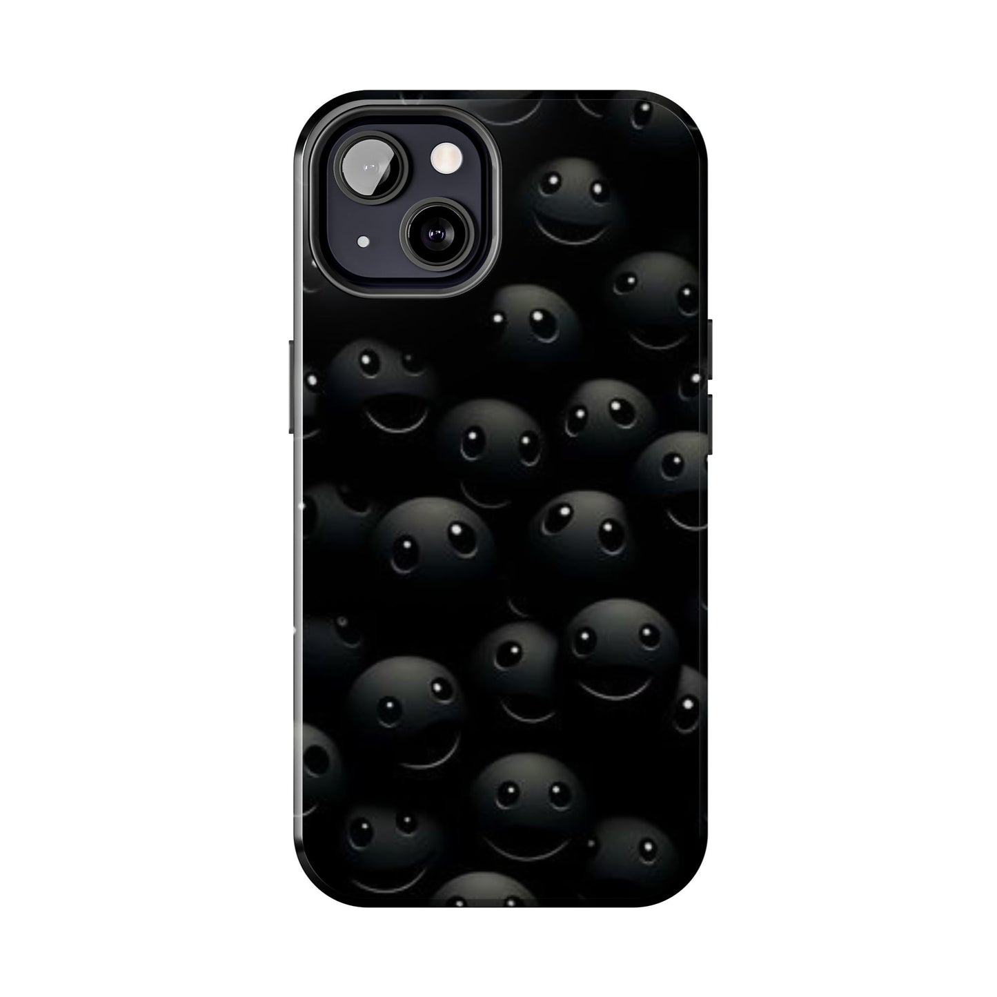 😊 Cute Smiley Face Black Tough Phone Case – Fun & Durable Protection for iPhone & Android