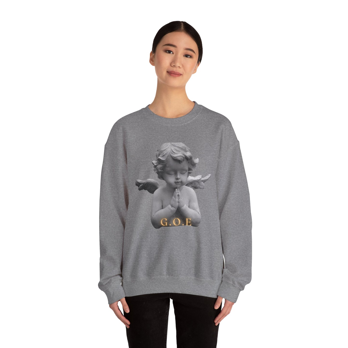 Pure Cloud Men & Women’s Sweater – "G.O.E Angel" (God Over Everything) Faith-Inspired Pullover