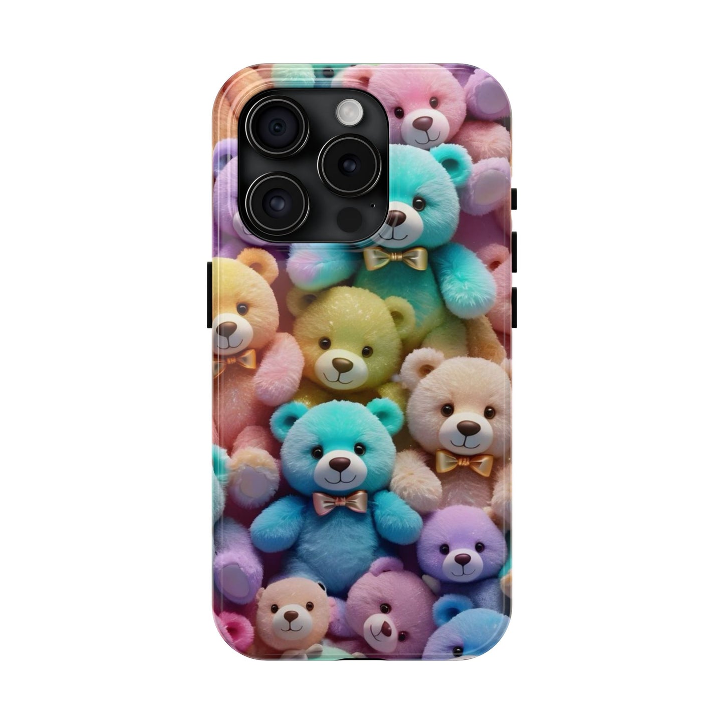 "Cute Teddy Bear Tough Phone Case – Colorful Plush-Inspired Protective Cover for iPhone & Android"