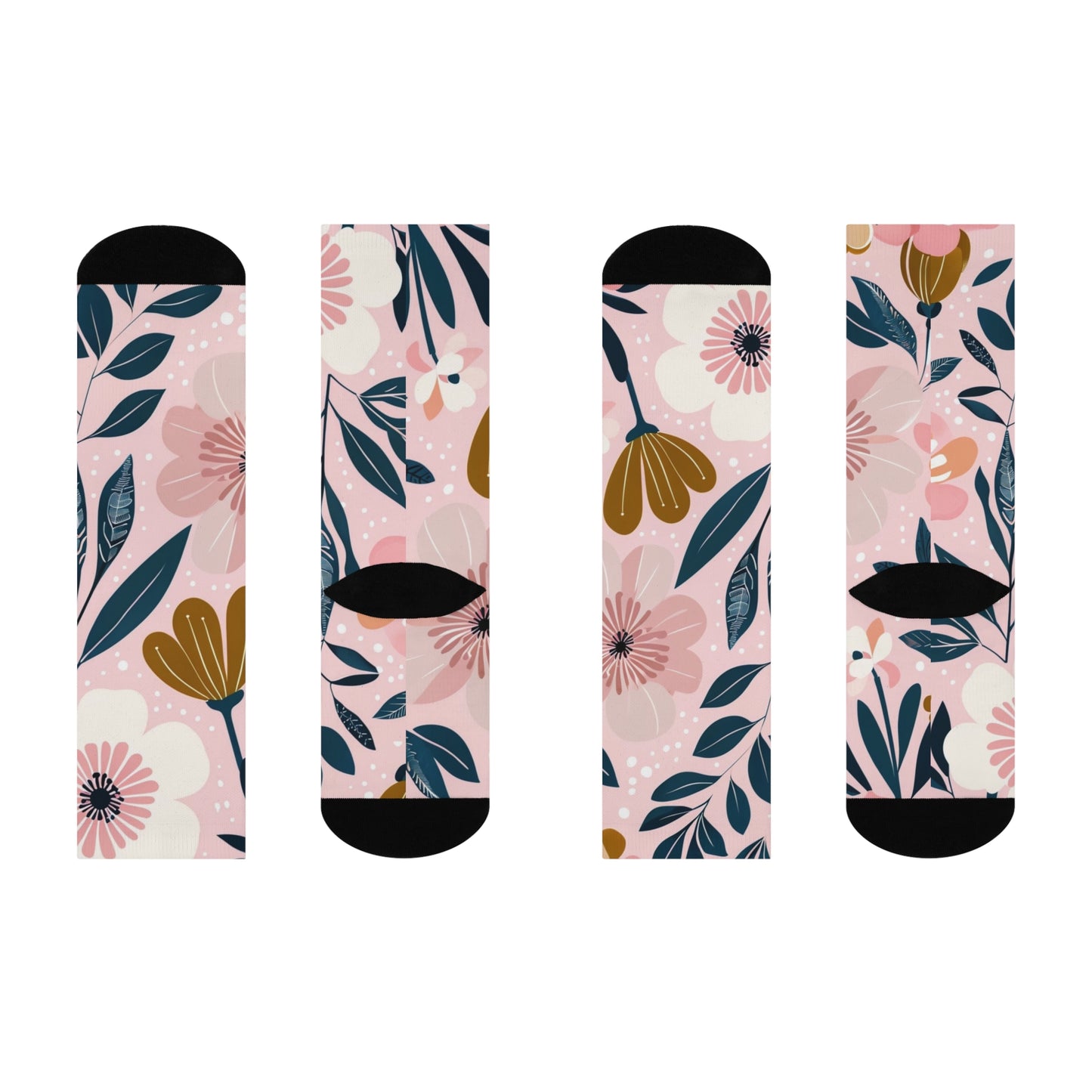 Cushioned Crew Socks Flowers