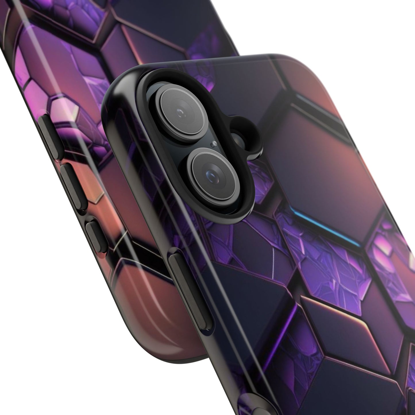 Hexagonal Tough Phone Case - Vibrant Protective Design for Tech Enthusiasts