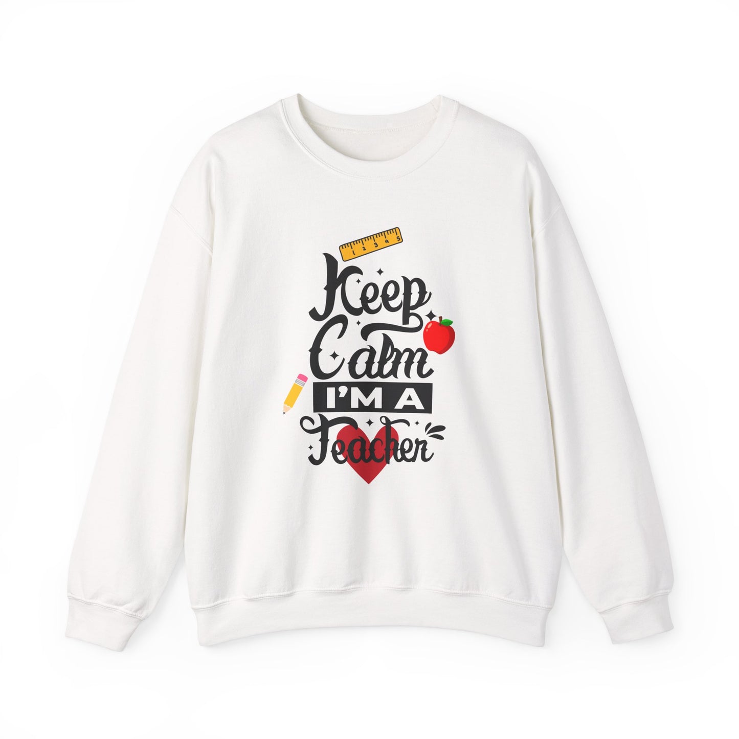 Chalkboard Calm Baby Blue Sweatshirt for Women – Keep Calm I'm a Teacher Appreciation Crew