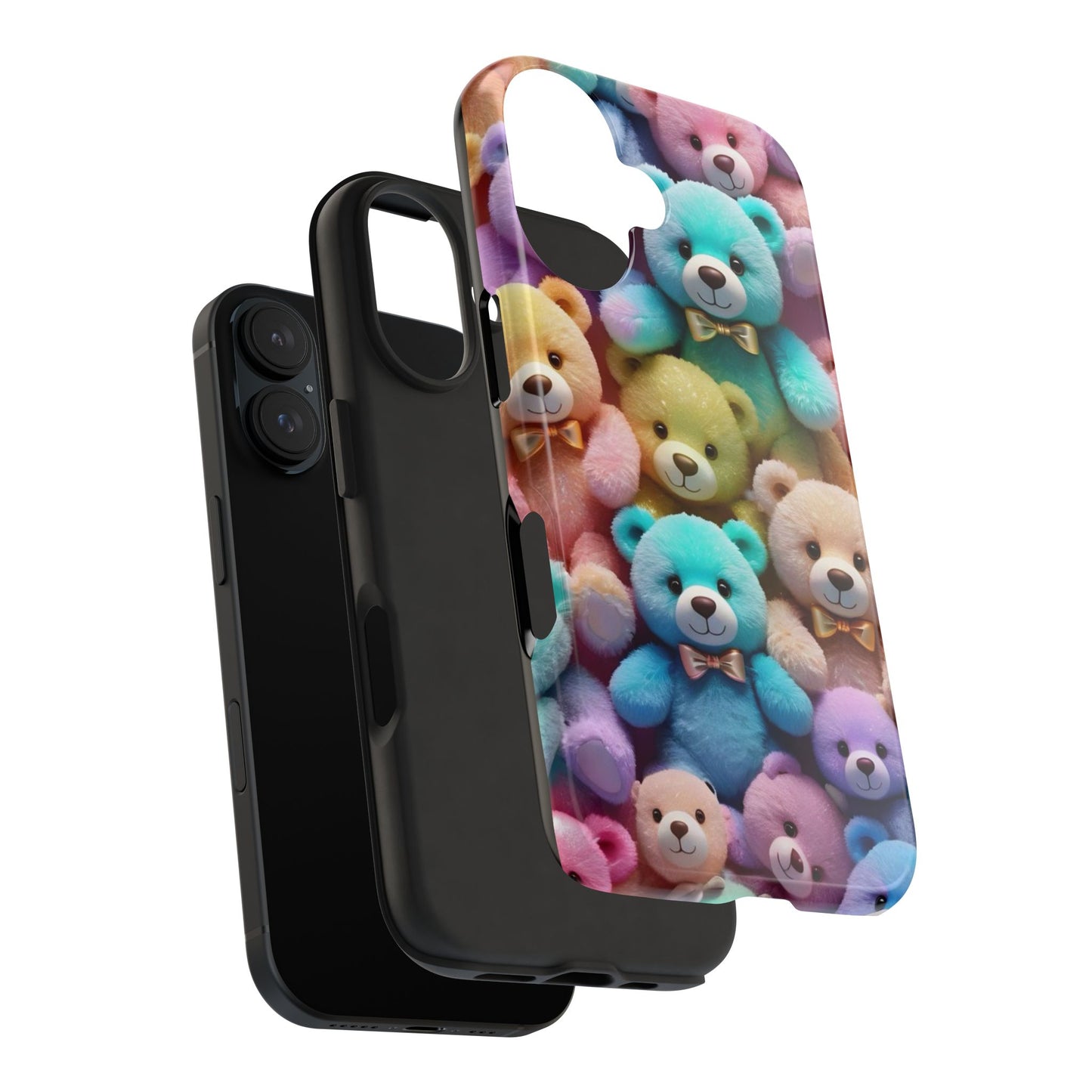 "Cute Teddy Bear Tough Phone Case – Colorful Plush-Inspired Protective Cover for iPhone & Android"