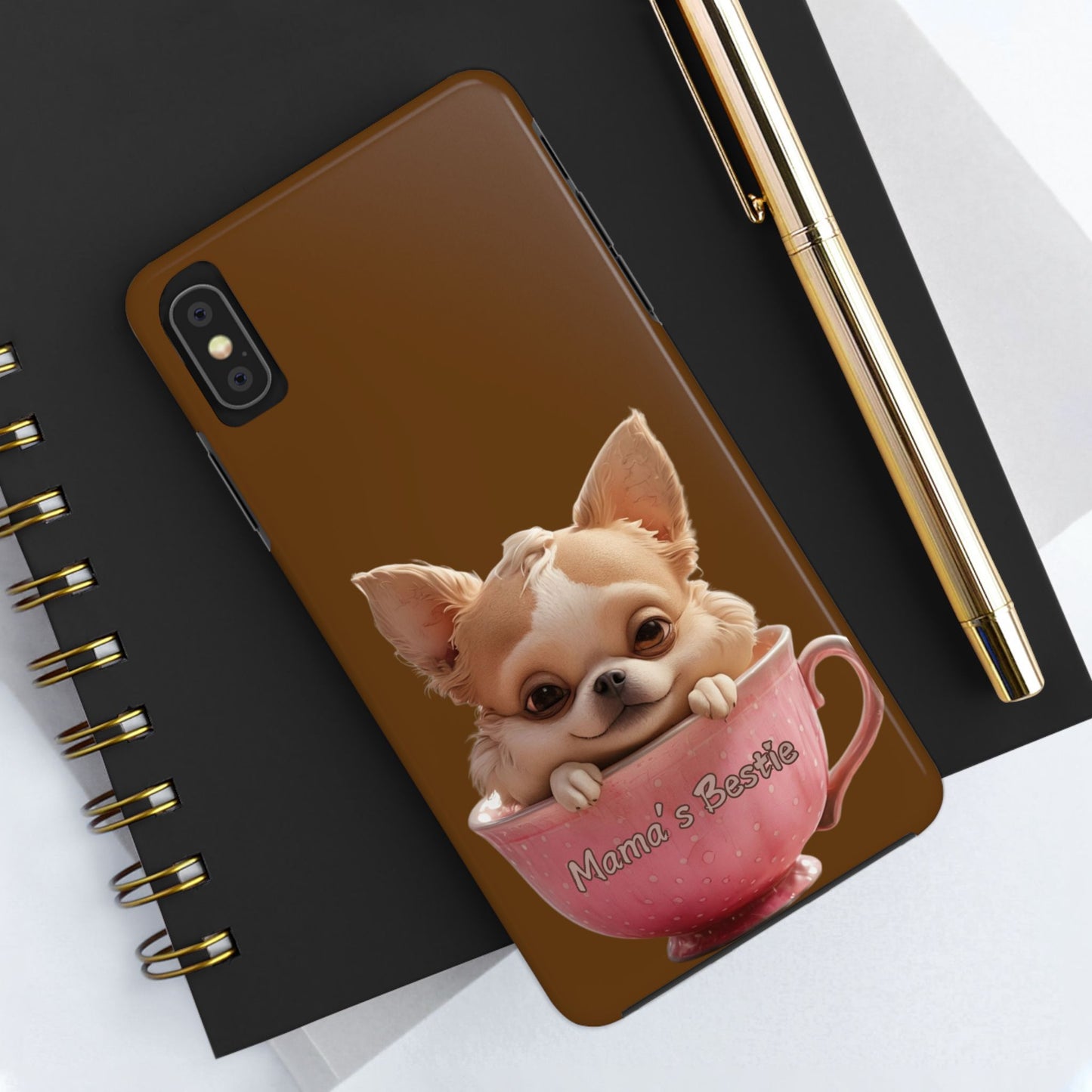 Cute Chihuahua Tough Phone Case - 'Mama's Bestie' Design