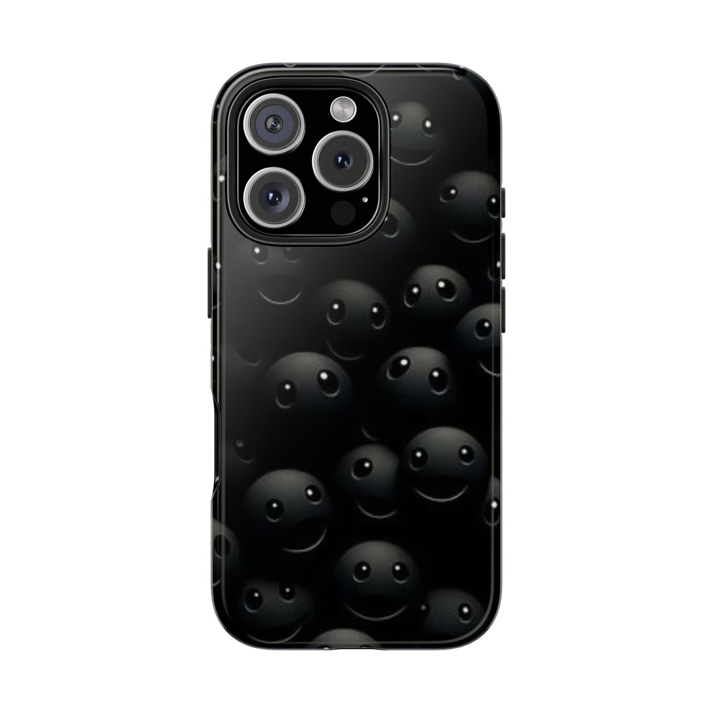 😊 Cute Smiley Face Black Tough Phone Case – Fun & Durable Protection for iPhone & Android