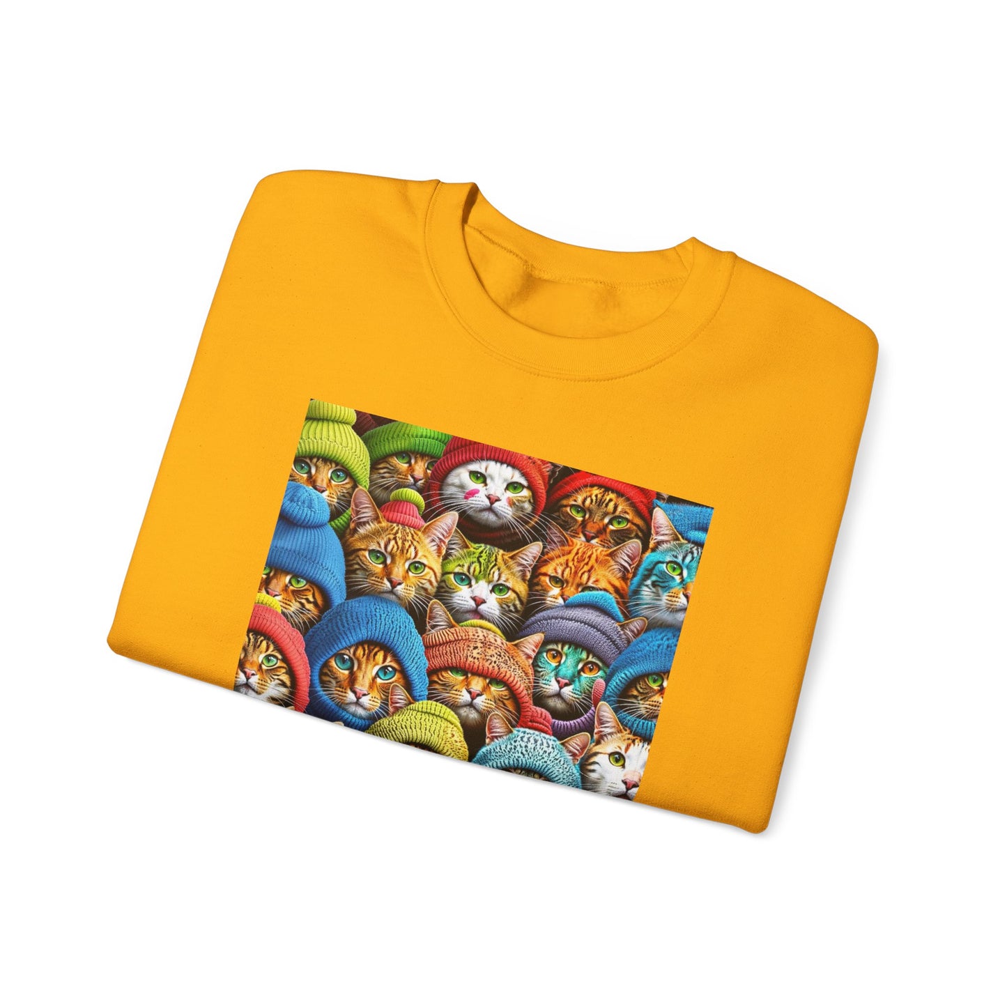 "Cozy Cat Crewneck Sweatshirt – Soft & Stylish Pullover with Colorful Cat Faces Design"