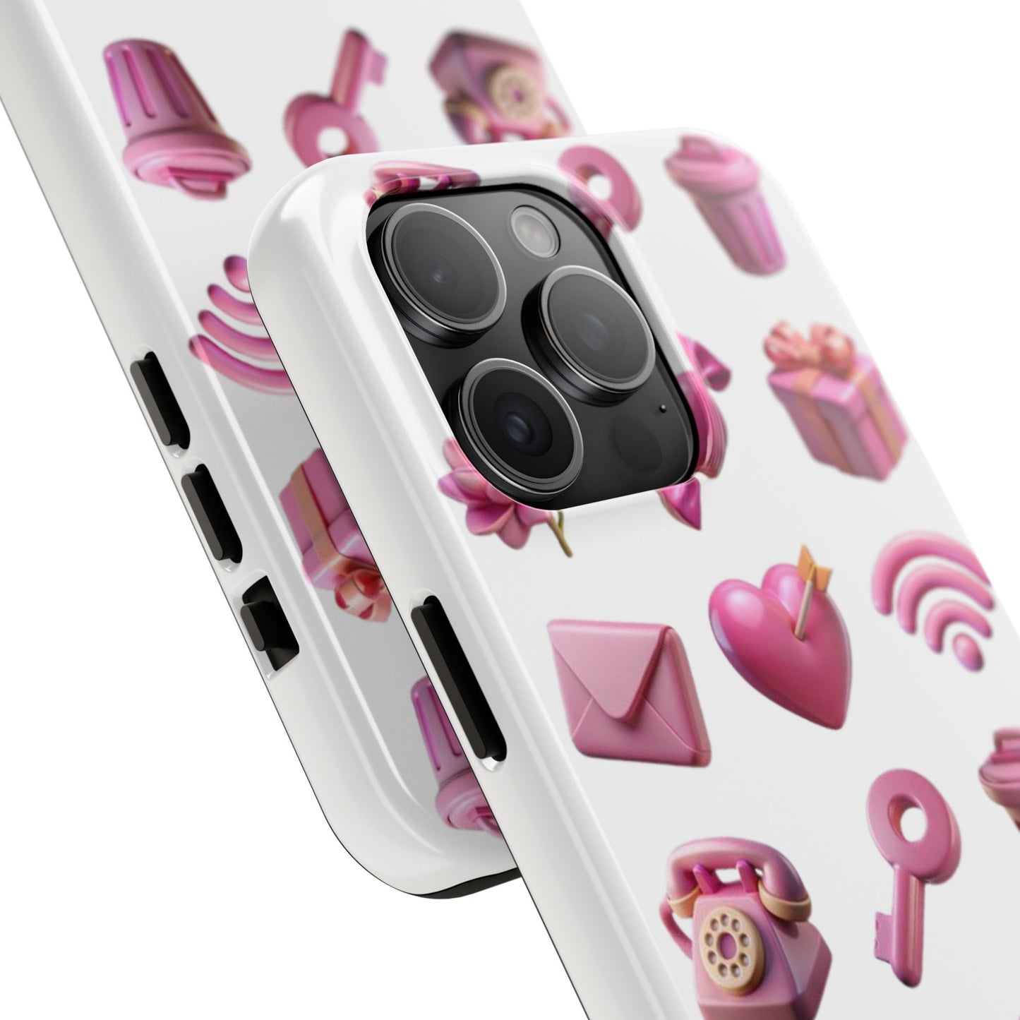 Cute and Colorful Tough Phone Case - Pink Emojis Design