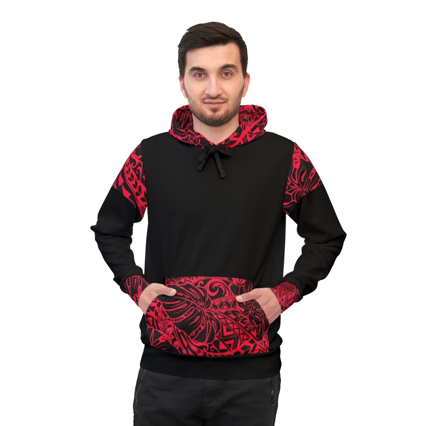 π₯ Tribal Black and Red Hoodie β Bold & Stylish Streetwear for Men & Women