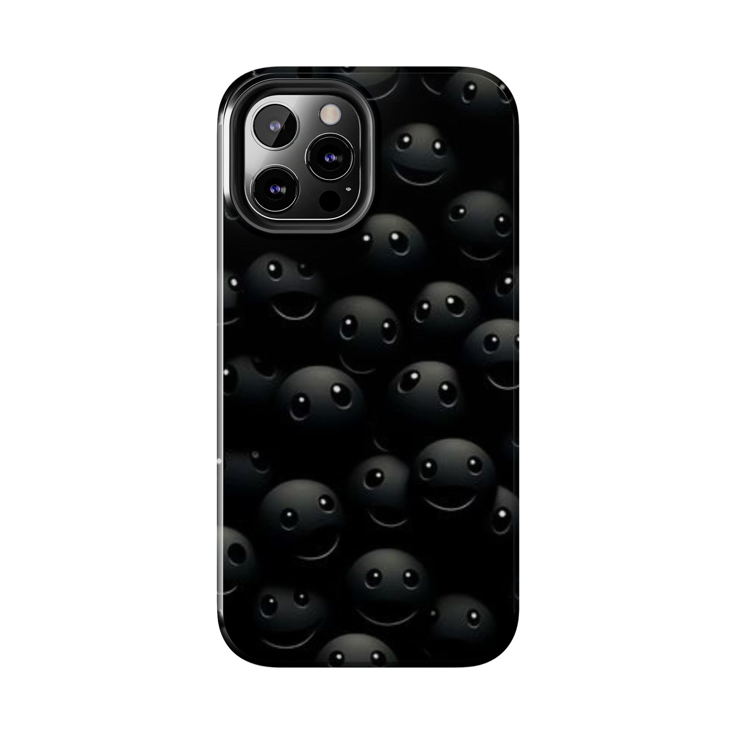 😊 Cute Smiley Face Black Tough Phone Case – Fun & Durable Protection for iPhone & Android
