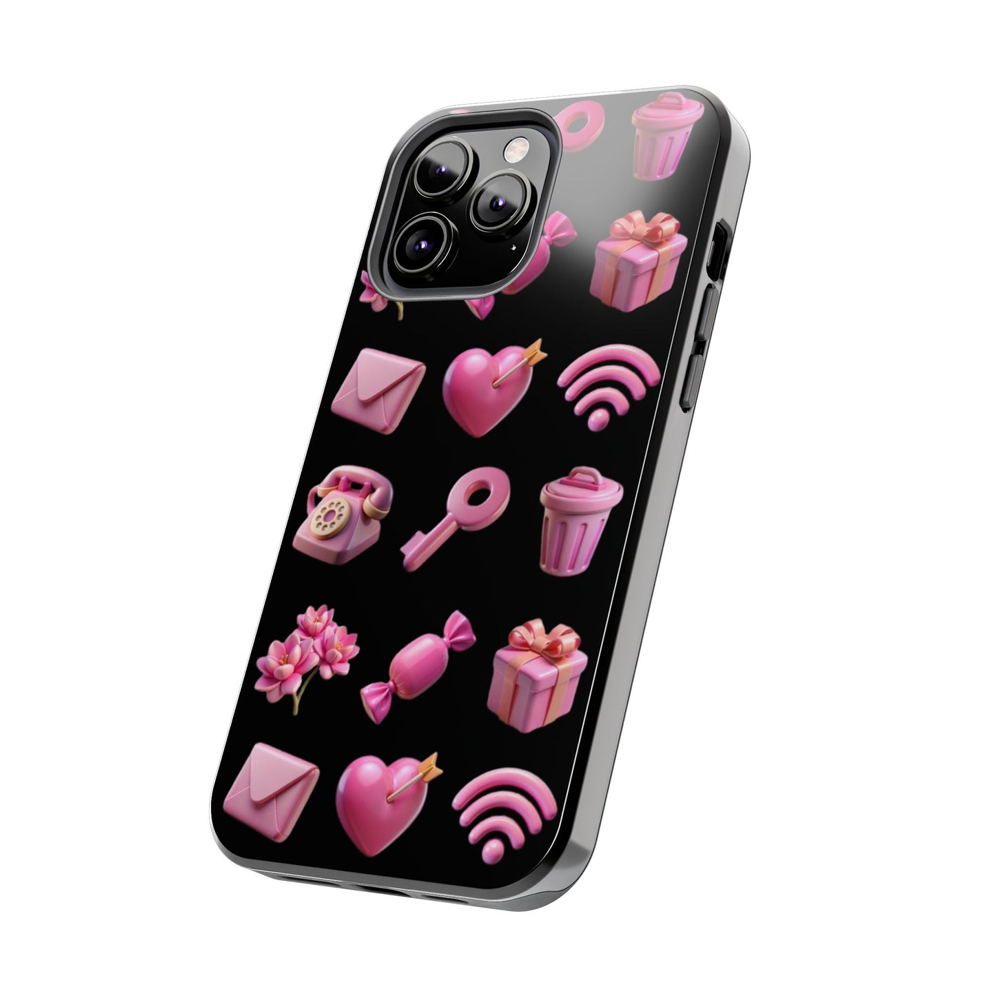 Cute and Colorful Tough Phone Case - Pink Emojis Design