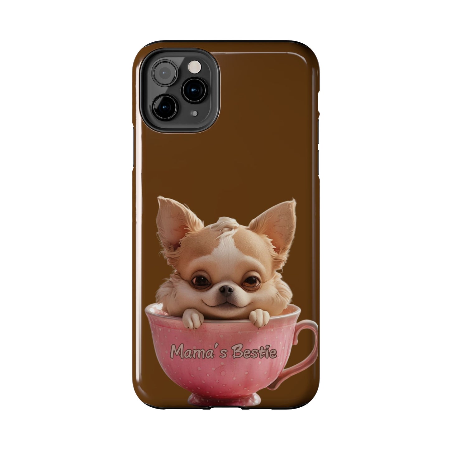 Cute Chihuahua Tough Phone Case - 'Mama's Bestie' Design