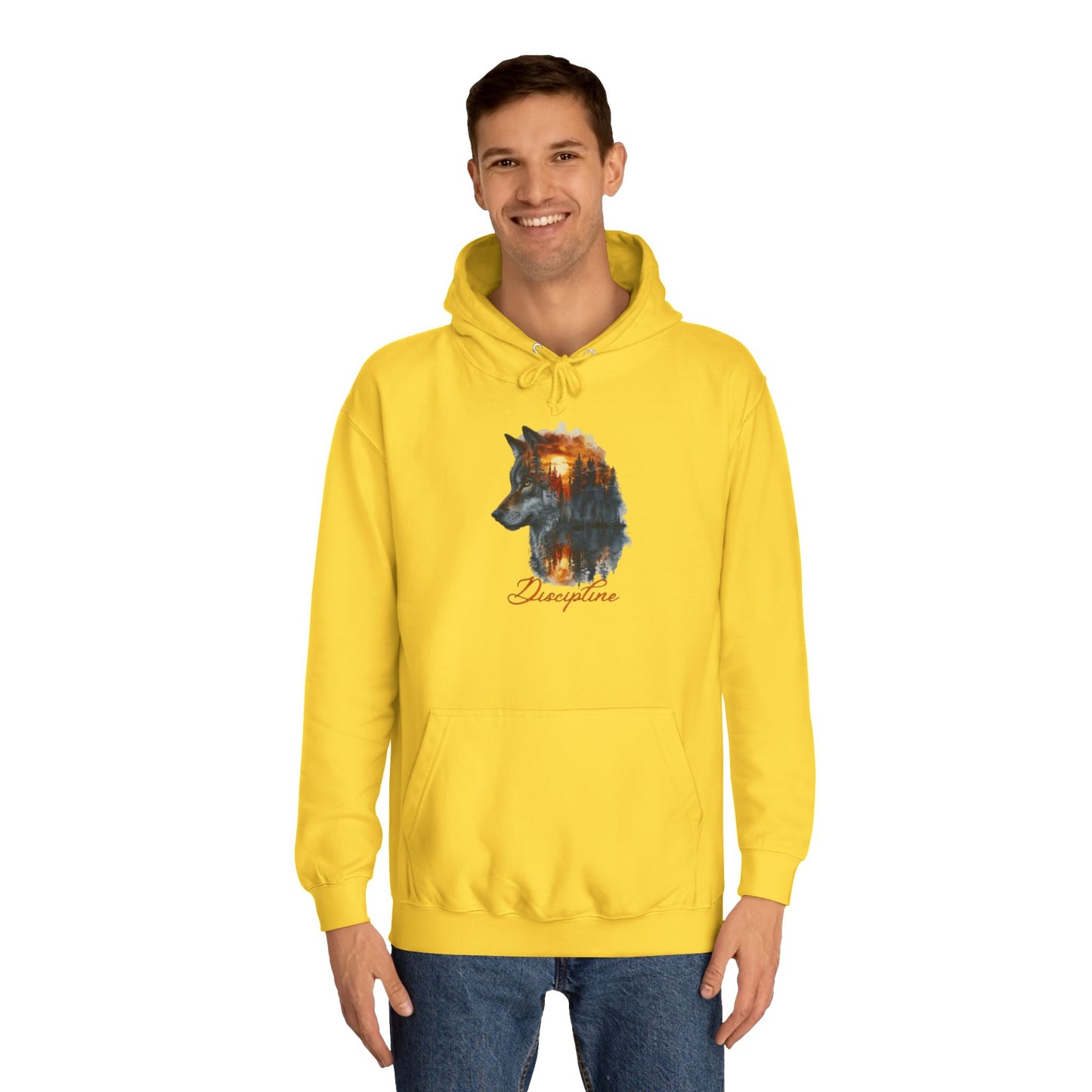 Glacier White Sweater for Men – Discipline Wolf Graphic for Focus and Power