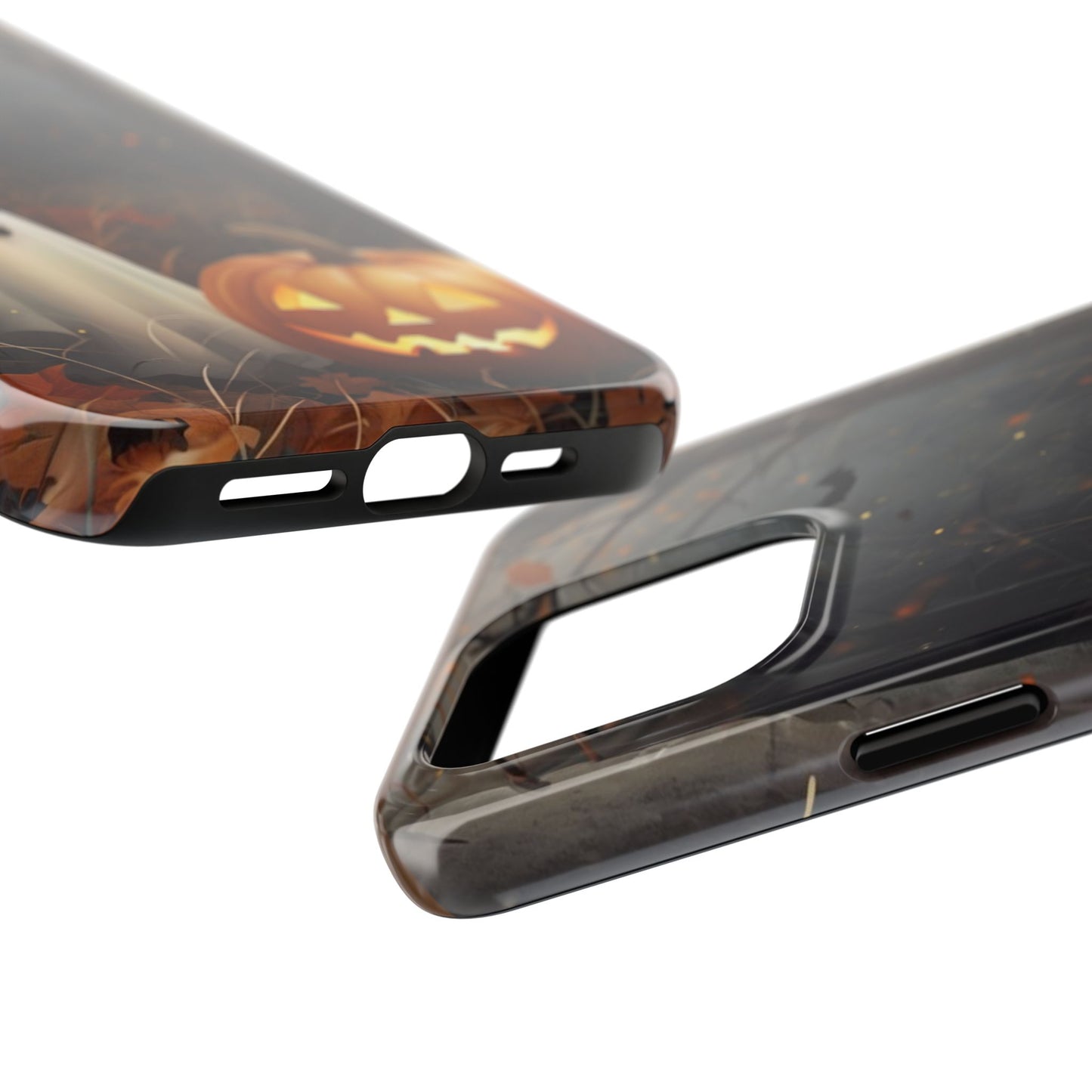 Spooky Halloween Phone Case - Tough Protective Cover with Ghost and Pumpkin Design